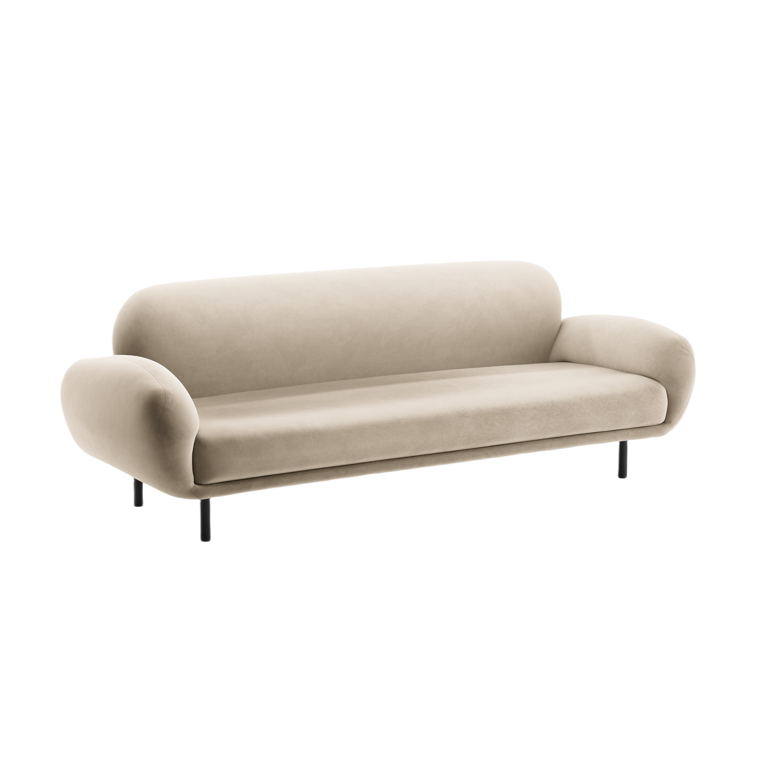 Sofa aus Samt 3-sitzig POPPY ecru