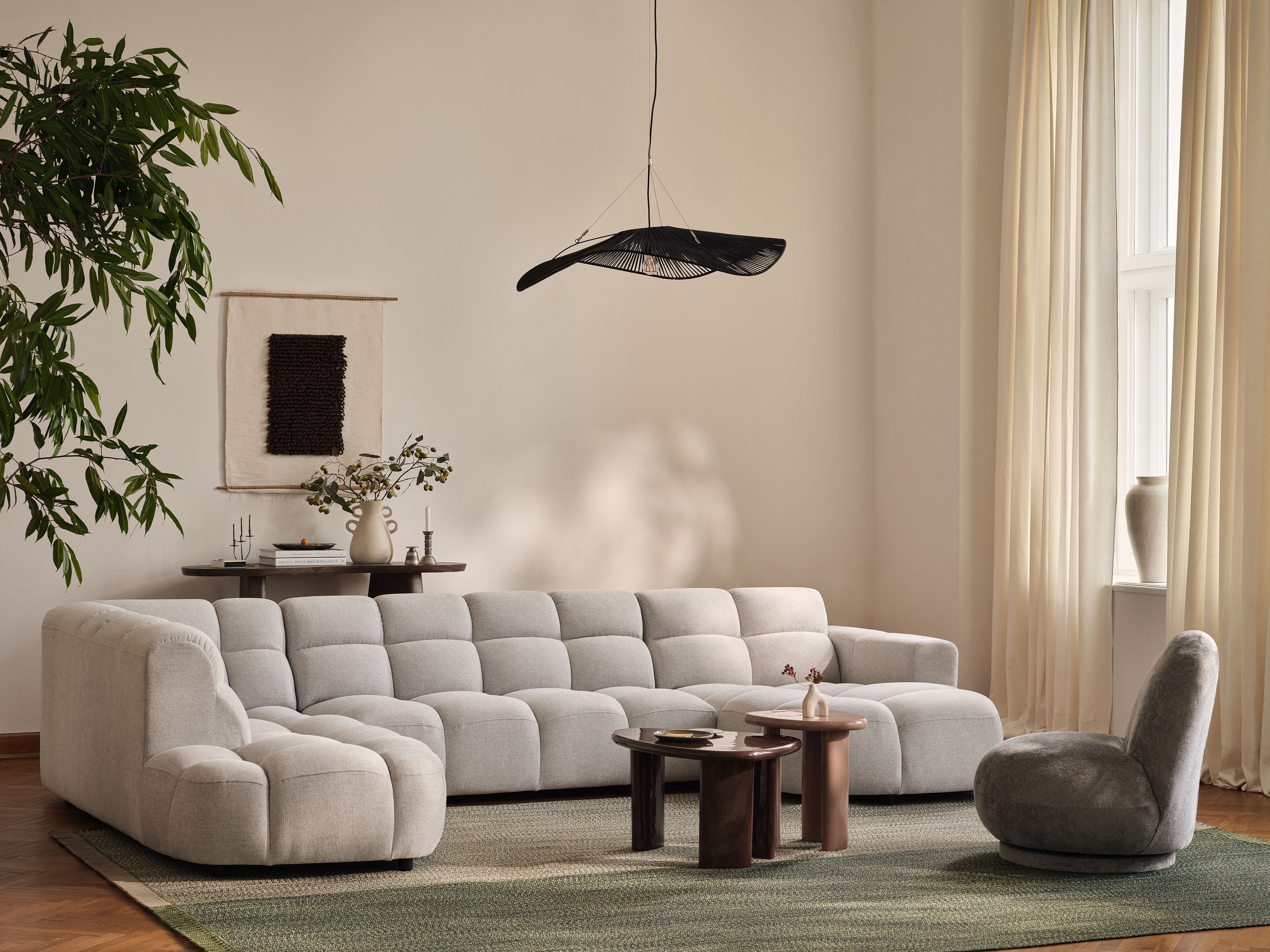 Sofa 3-Sitzer LISA hellgrau Chenille