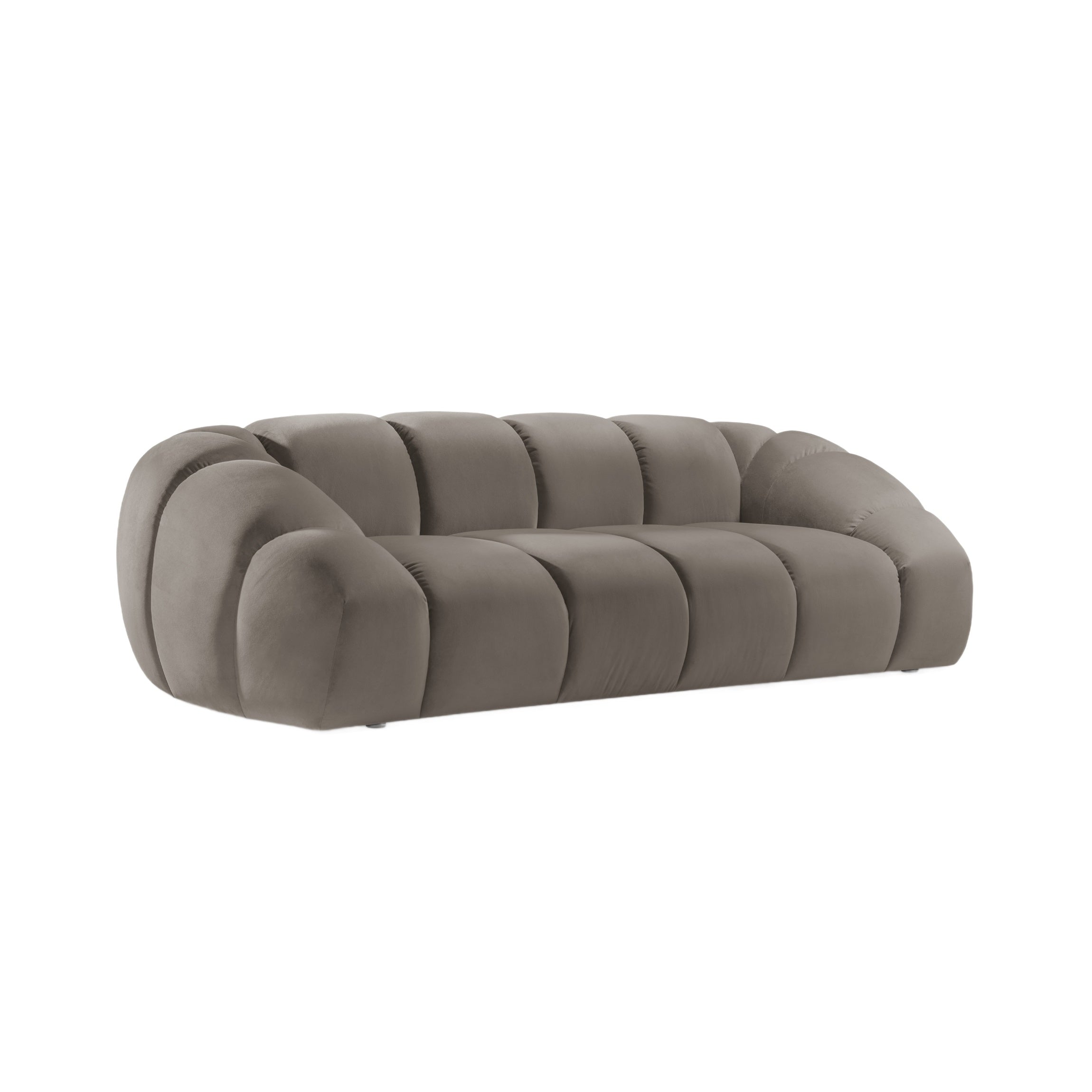 Diana 3-Seater Velvet Sofa in Gray-Brown
