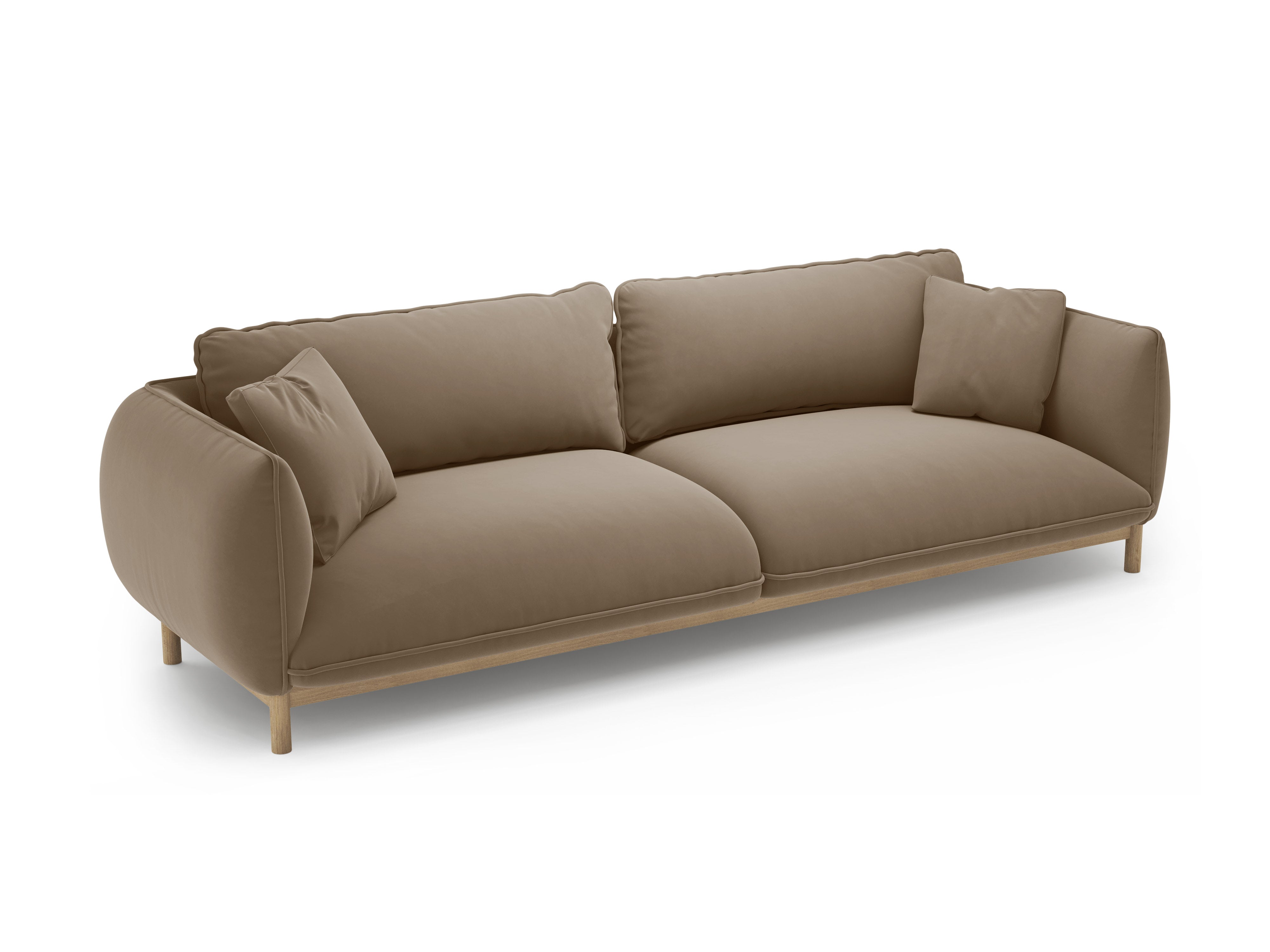 ADA velvet sofa for 4 people light brown