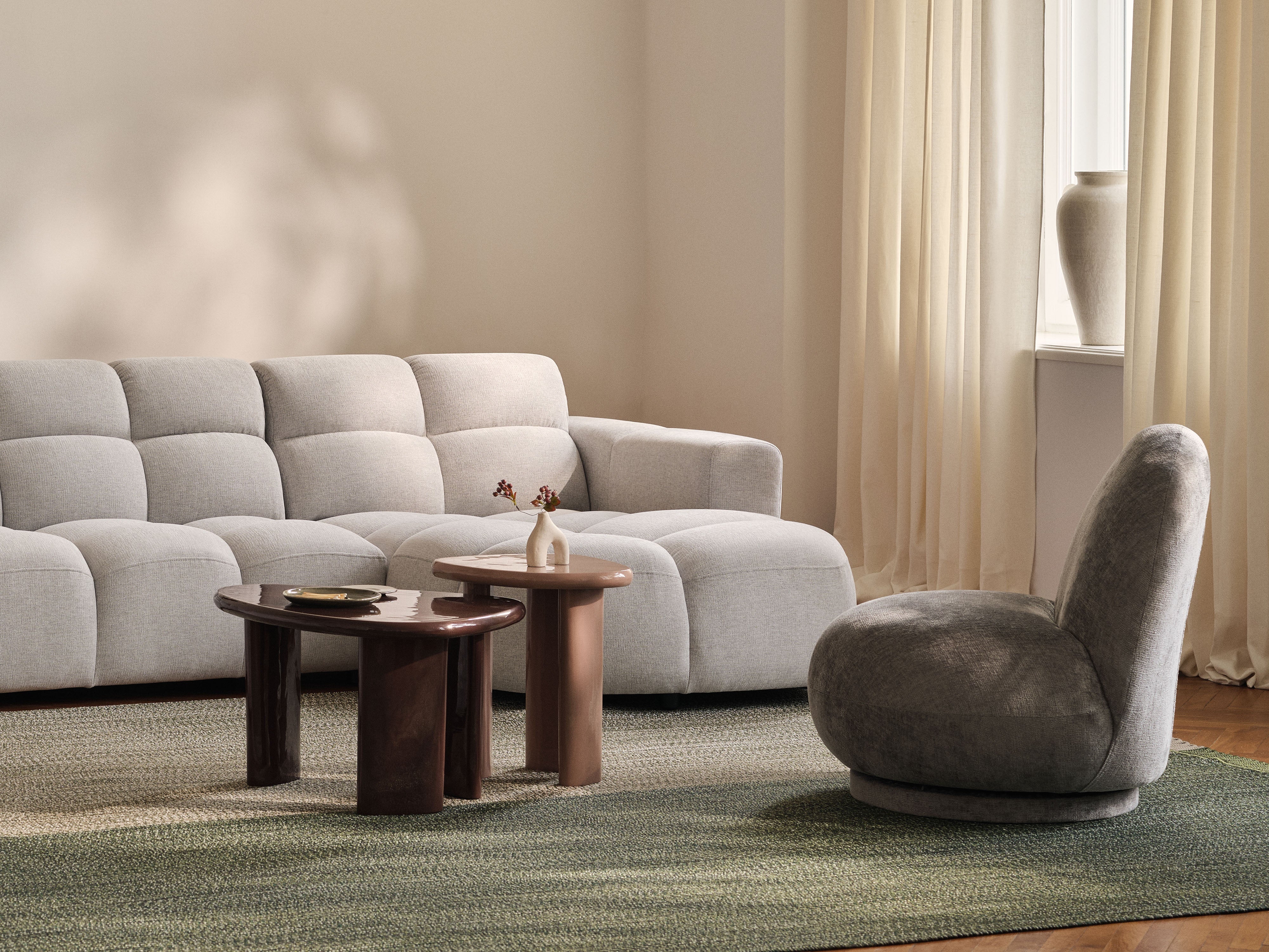 4-seater sofa LISA green chenille