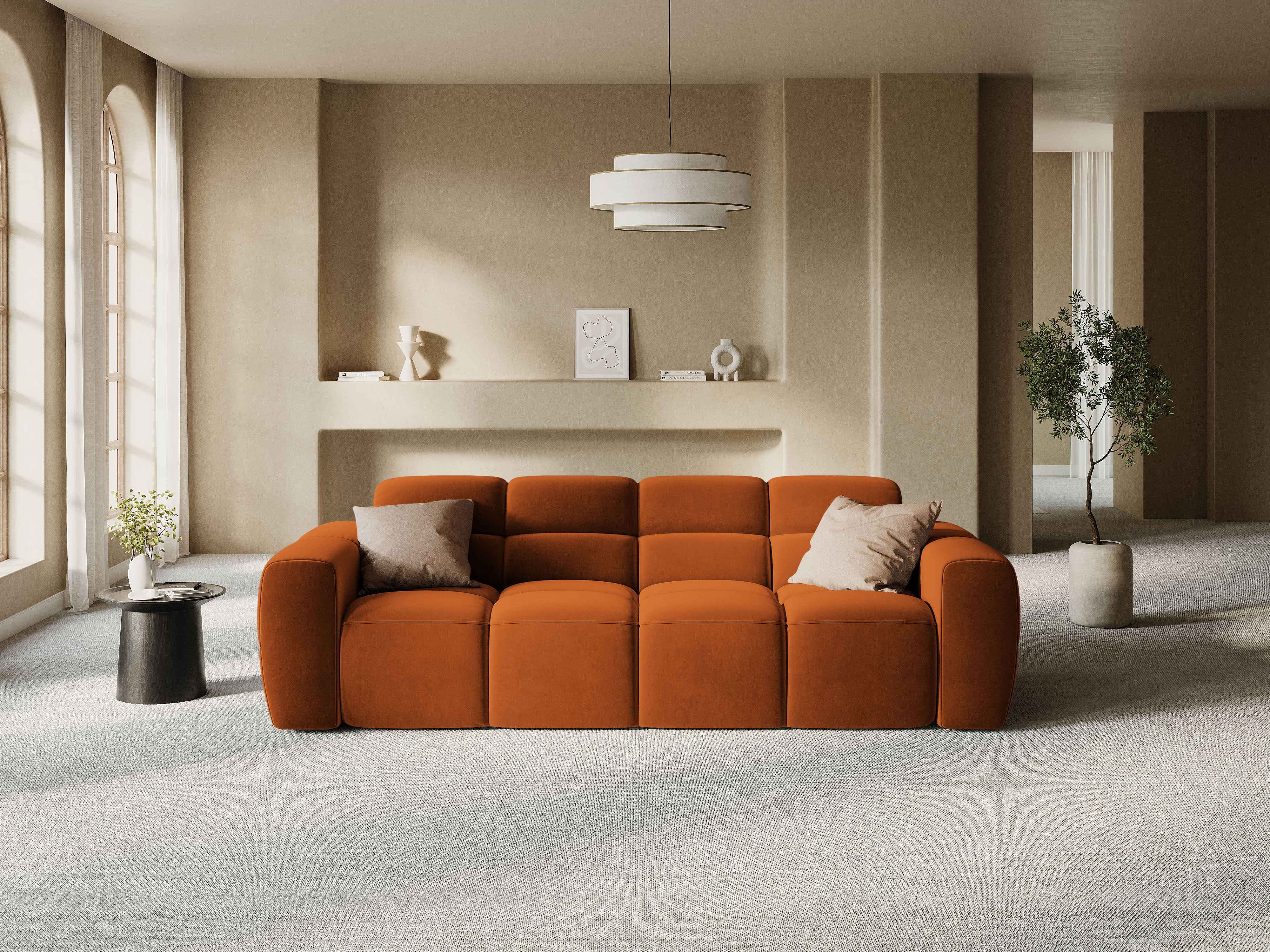 4-seater Sofa LISA terracotta chenille