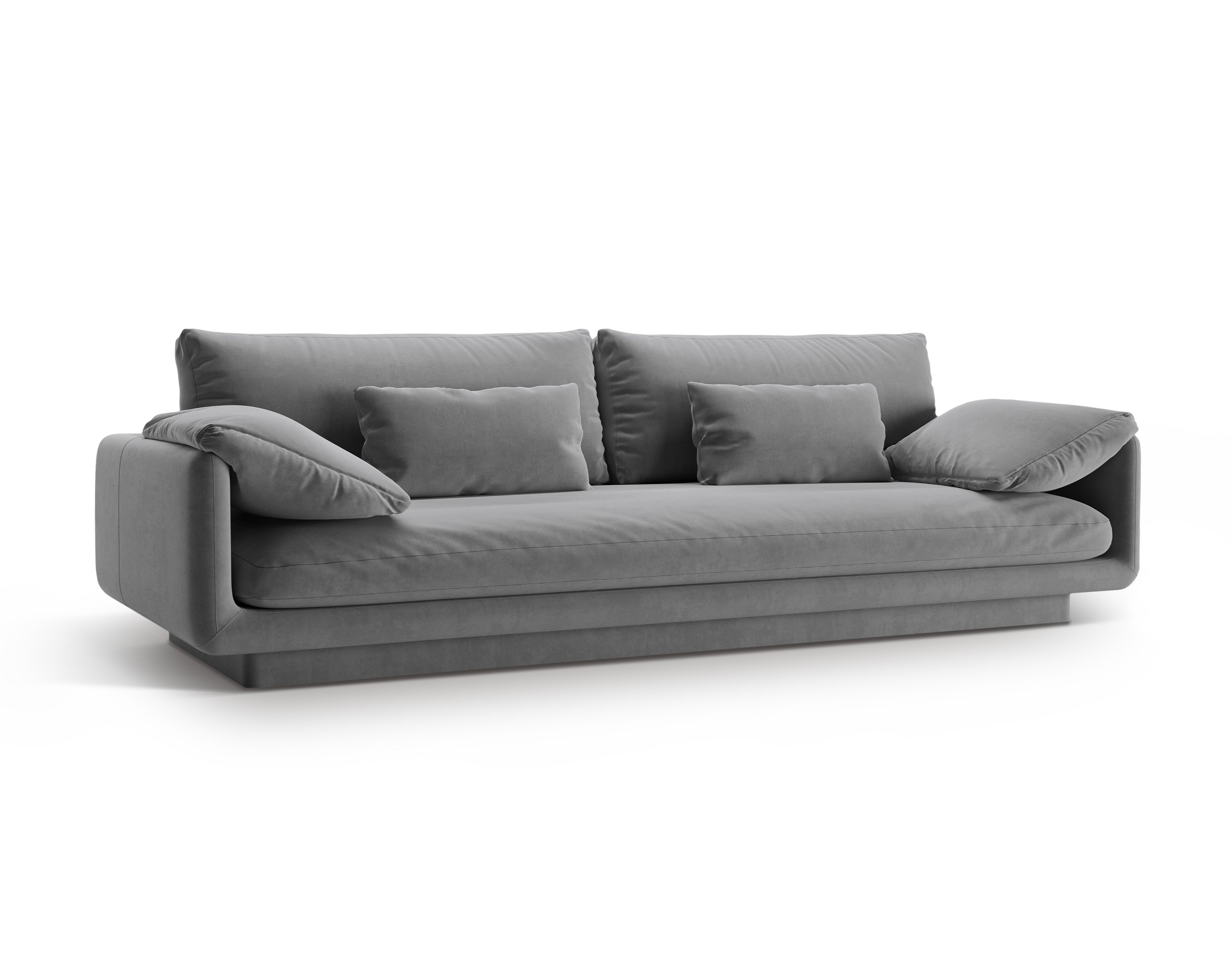 Samtsofa 4-Sitzer Torino Hellgrau