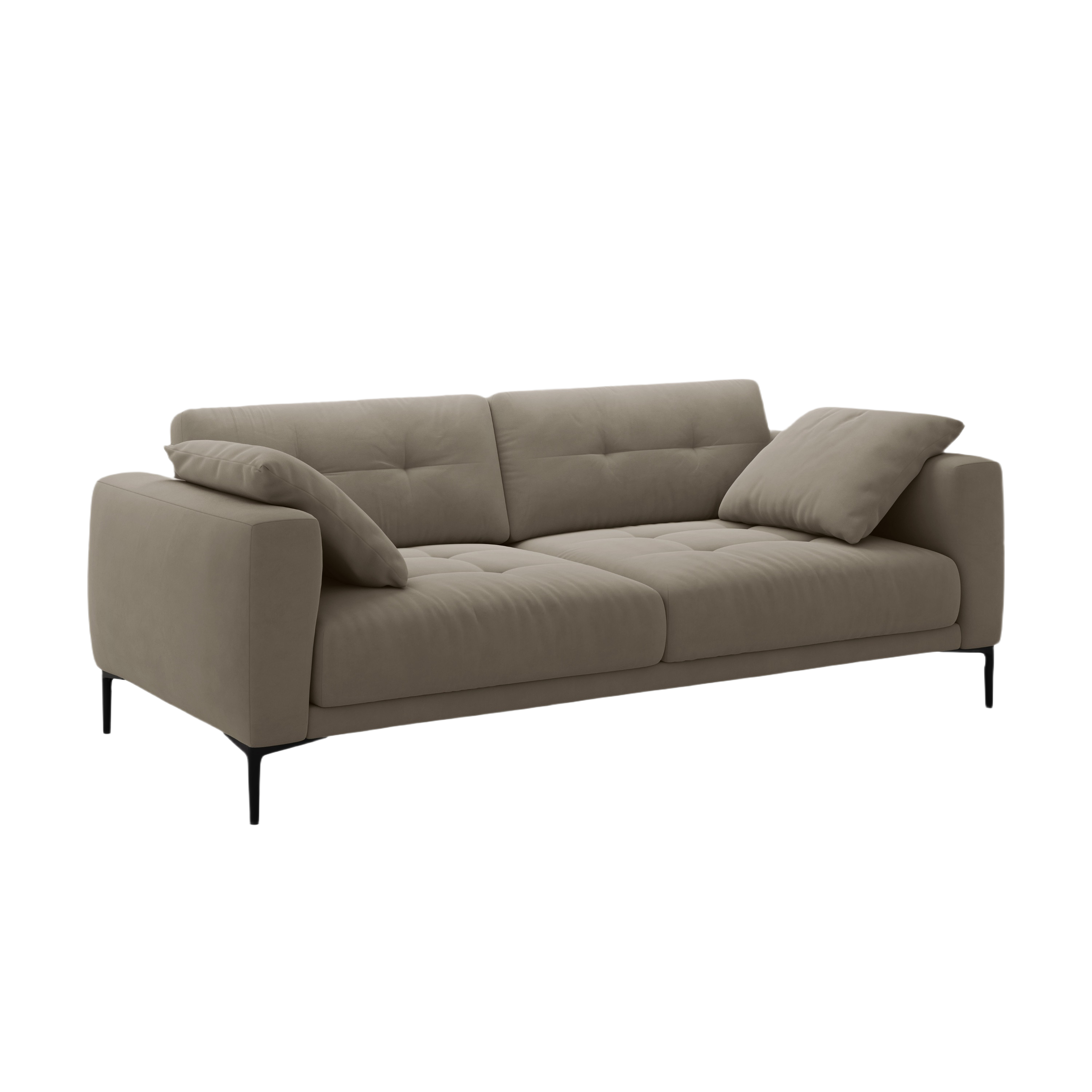 Velvet sofa for 4 people BEMY gray-brown