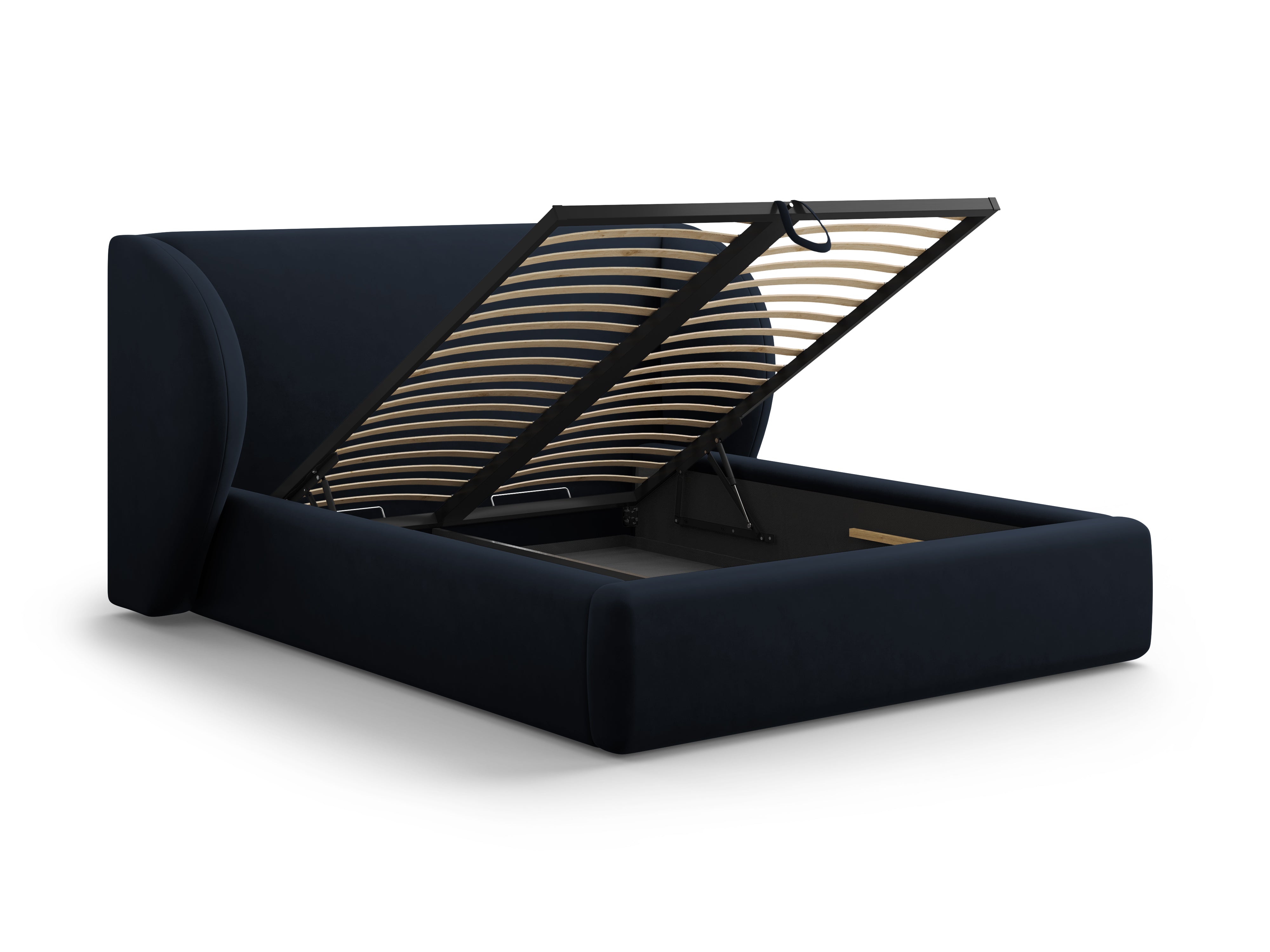 Łóżko aksamitne z pojemnikiem na pościel MILEY ciemnoniebieski Micadoni Eye on Design