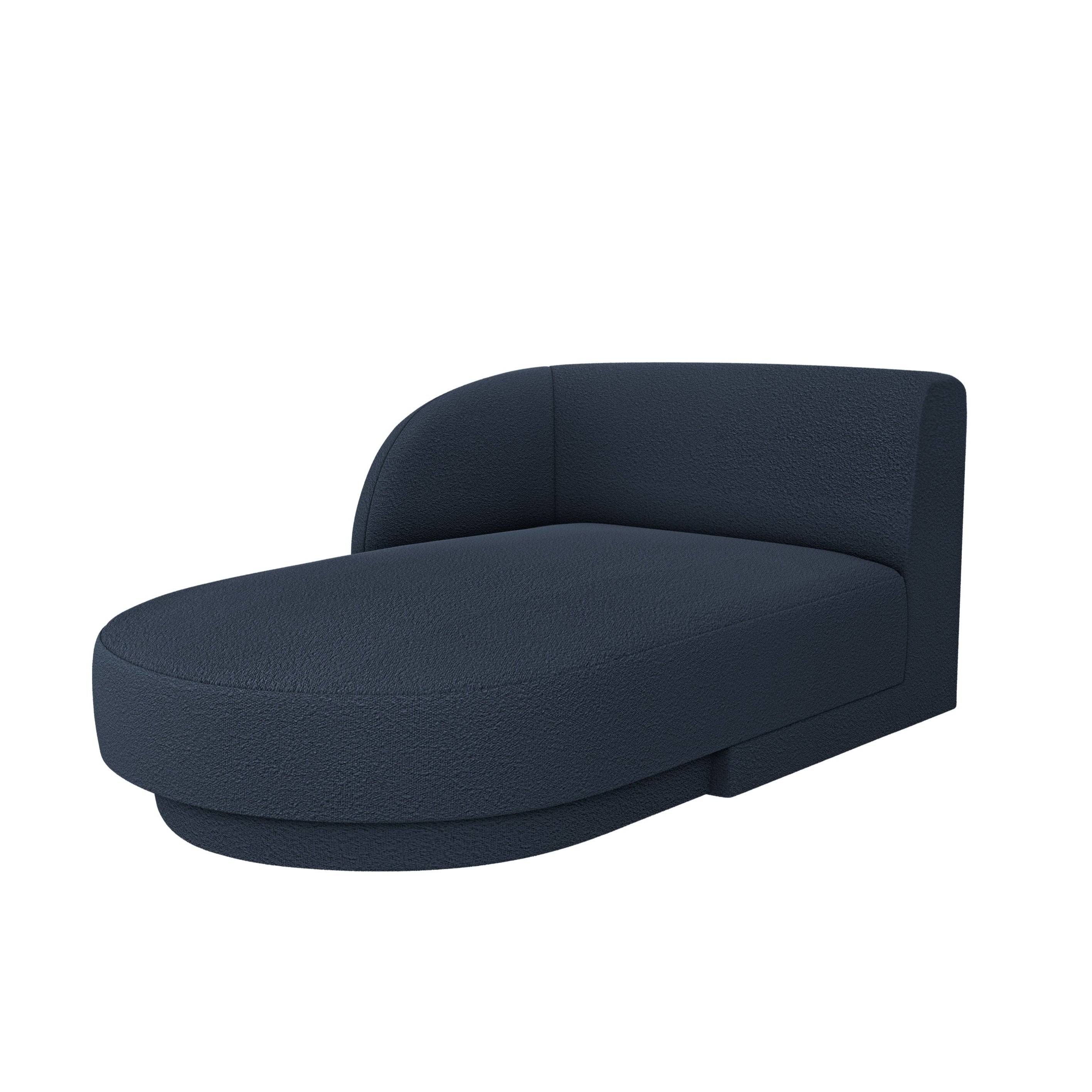 Linksseitiger Szezlong MILEY dunkelblauer Boucle