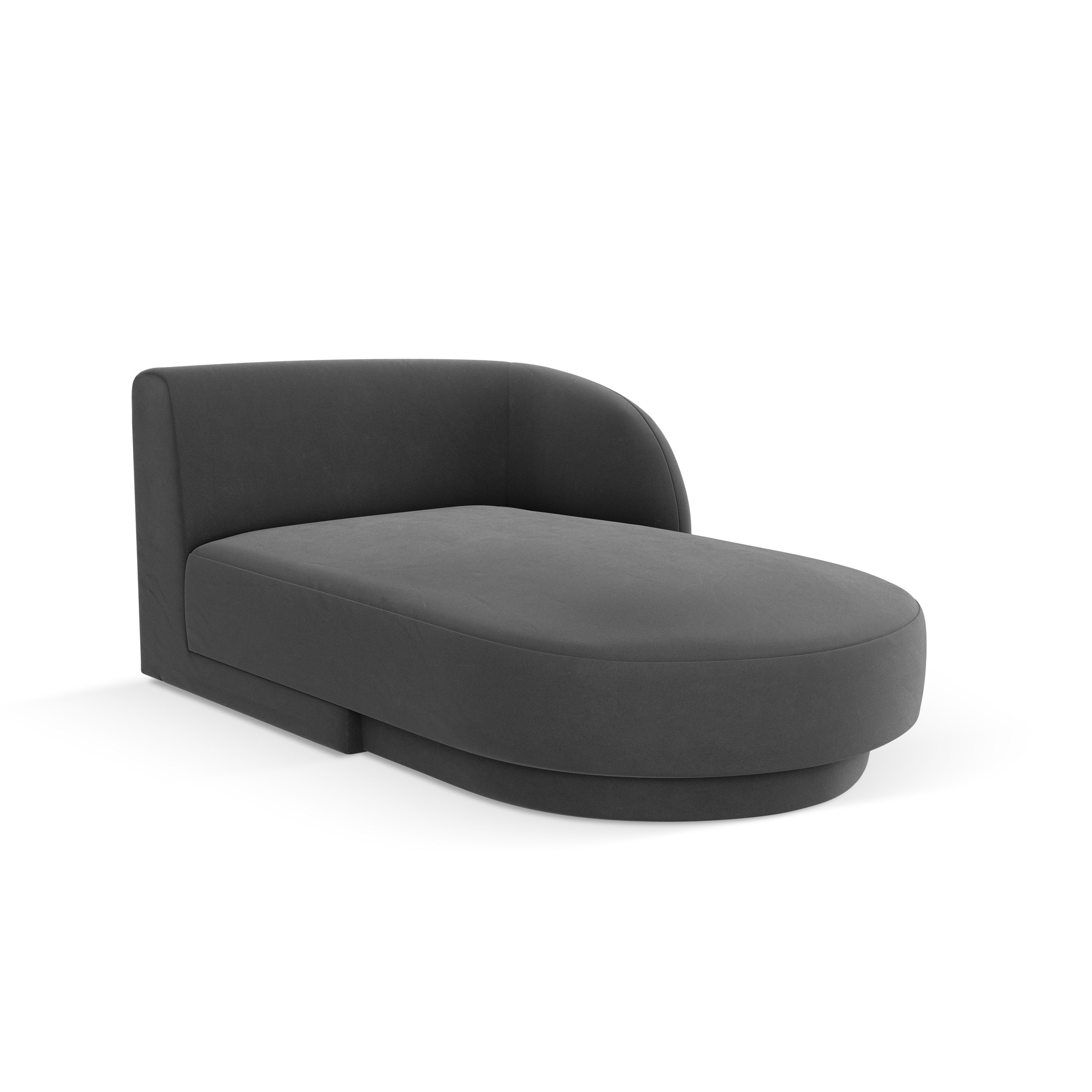 Right-facing velvet chaise longue MILEY gray
