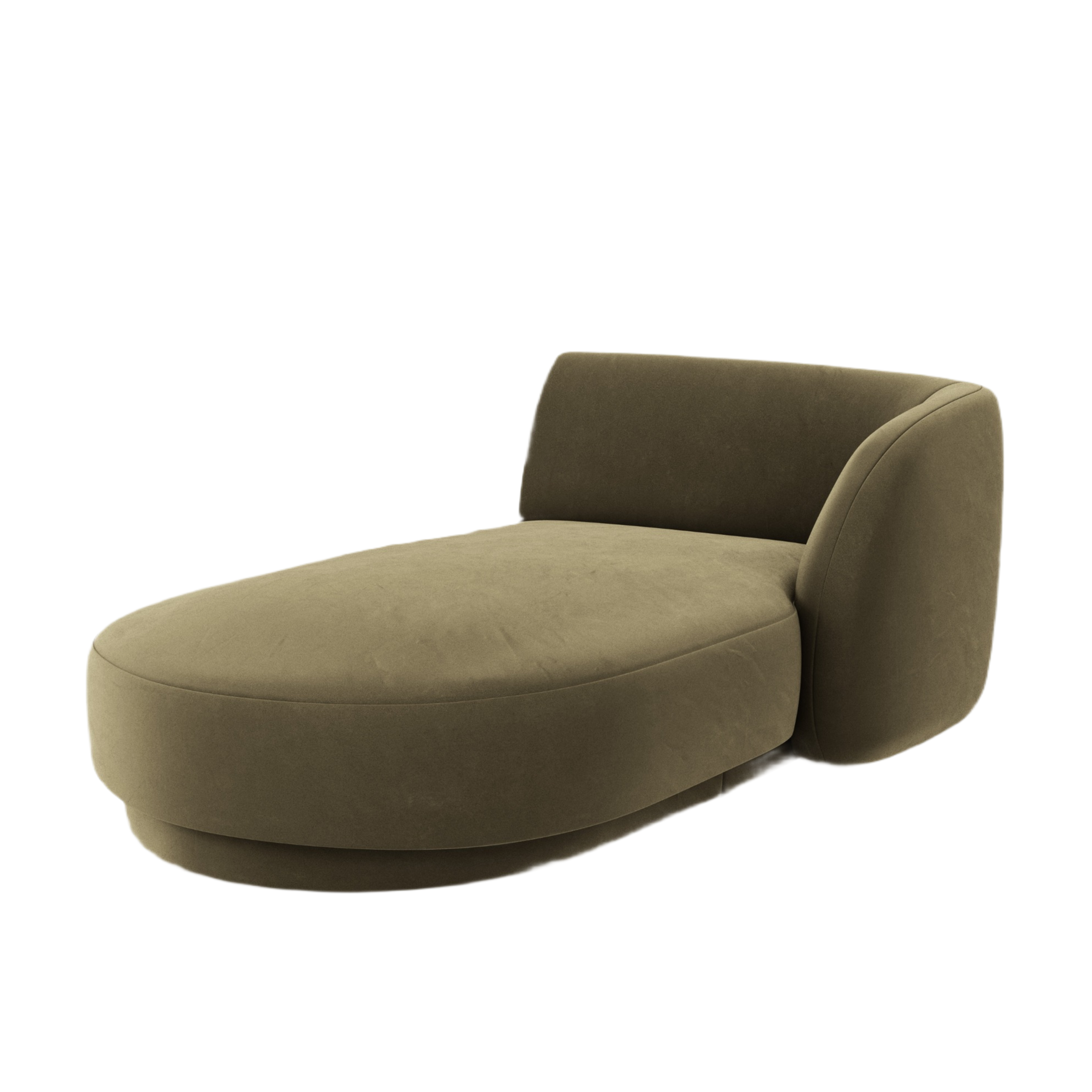 Right-facing velvet chaise longue MILEY green