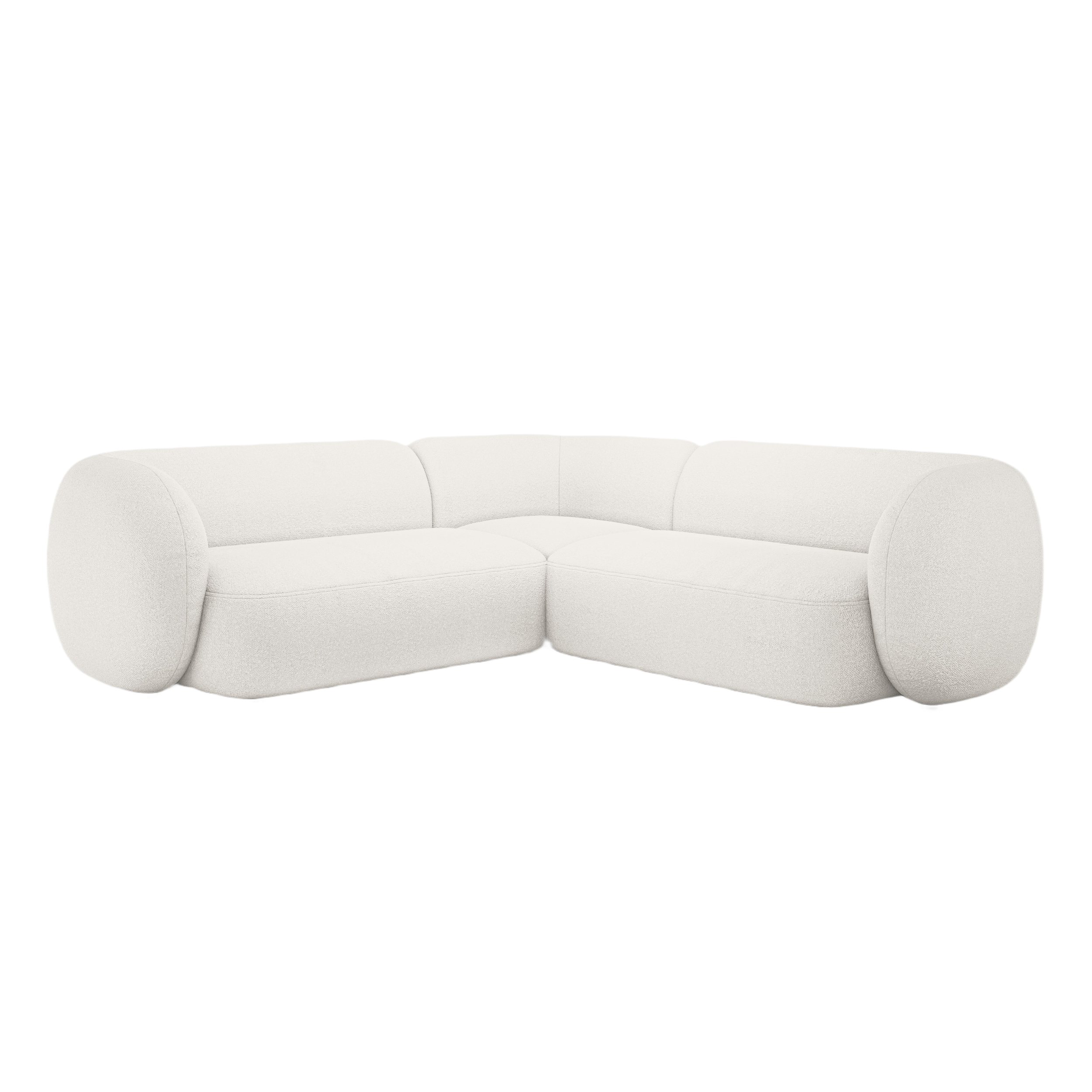 Symmetrische Eckcouch KATE weiß Boucle