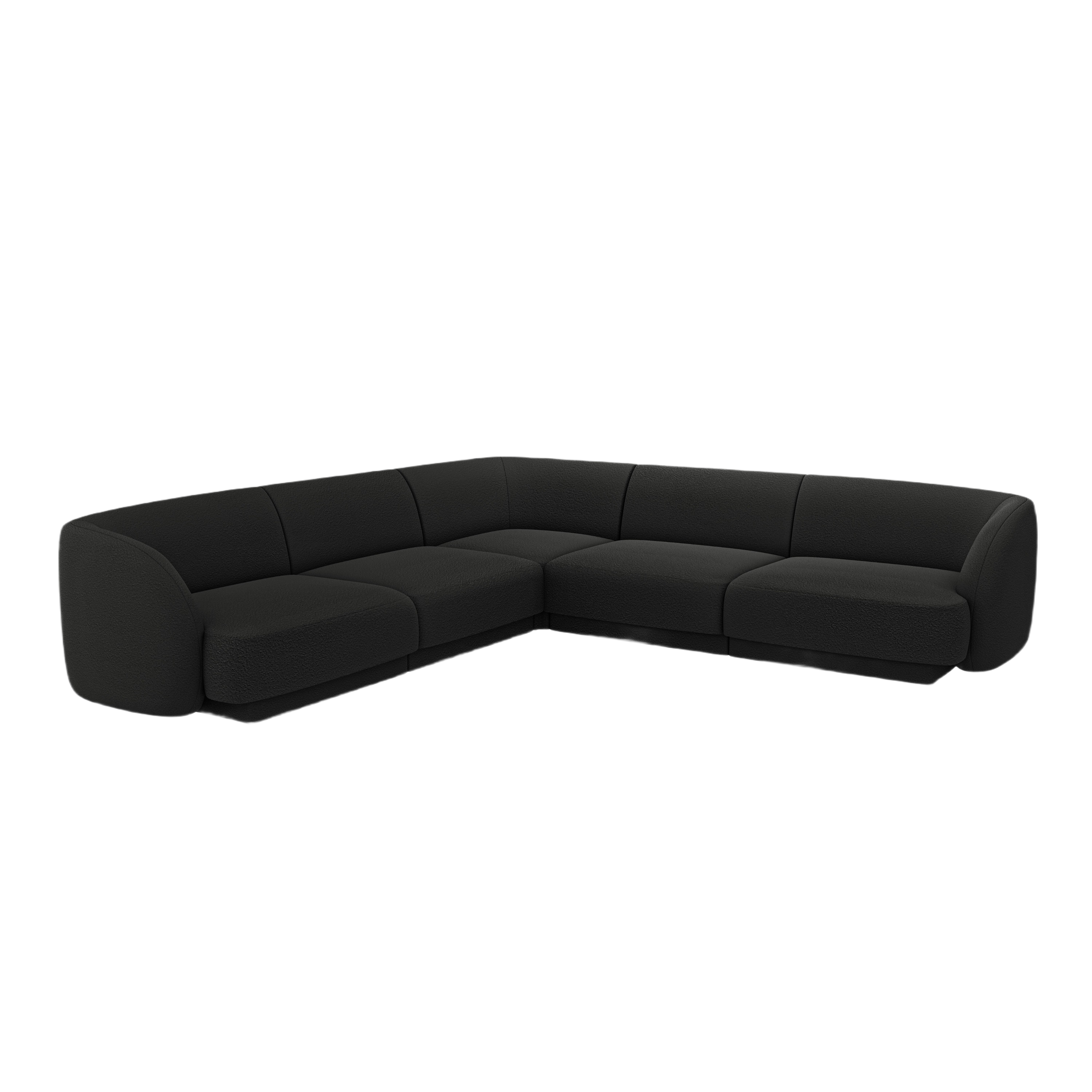 Symmetrical 5-Seater Corner Sofa MILEY Black Boucle