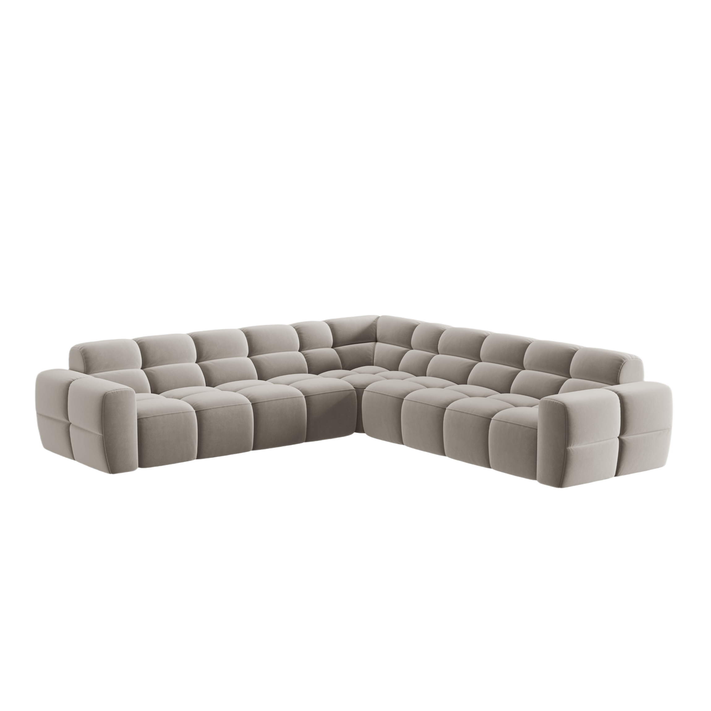 Samt-Ecksofa symmetrisch LISA hellbeige