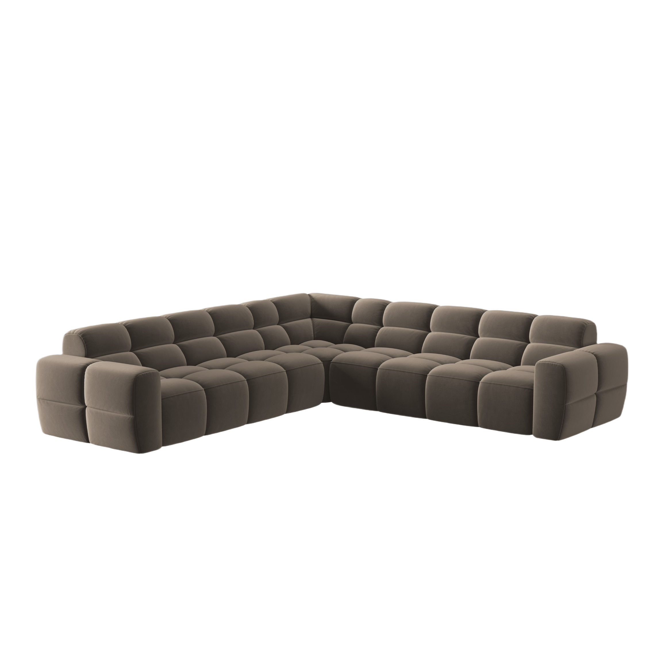 Samt-Ecksofa symmetrisch LISA hellbraun