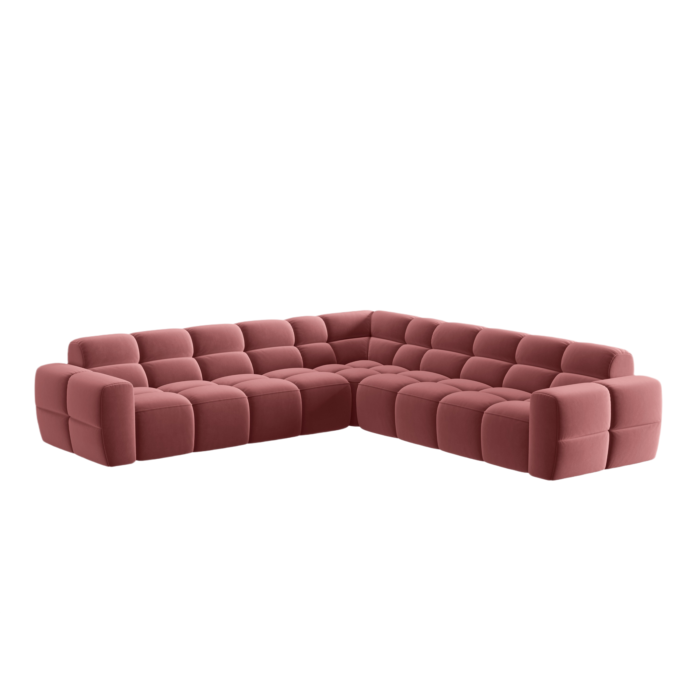 Symmetrische Samt-Eckcouch LISA in Rosa