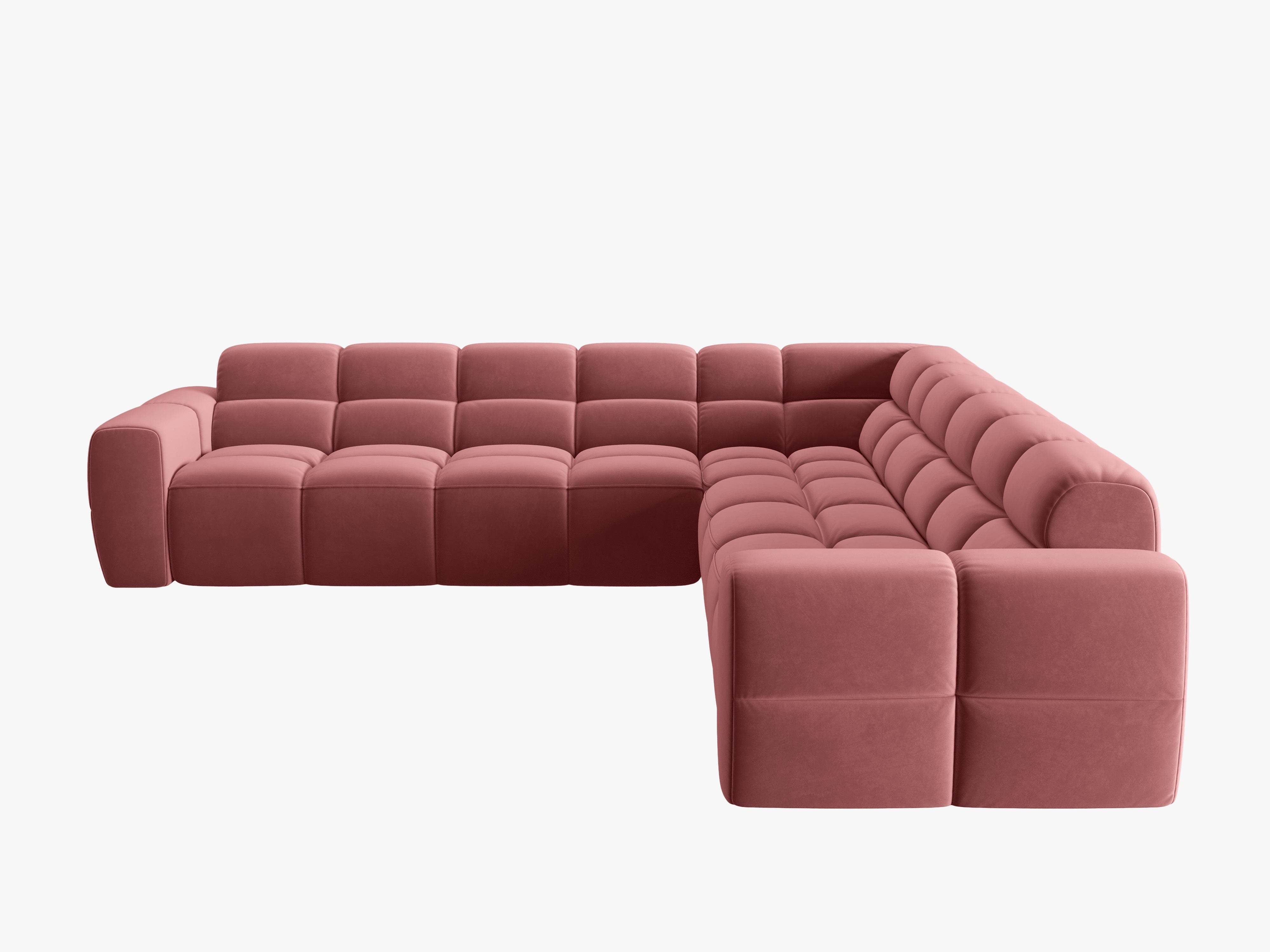 Symmetrische Samt-Eckcouch LISA in Rosa