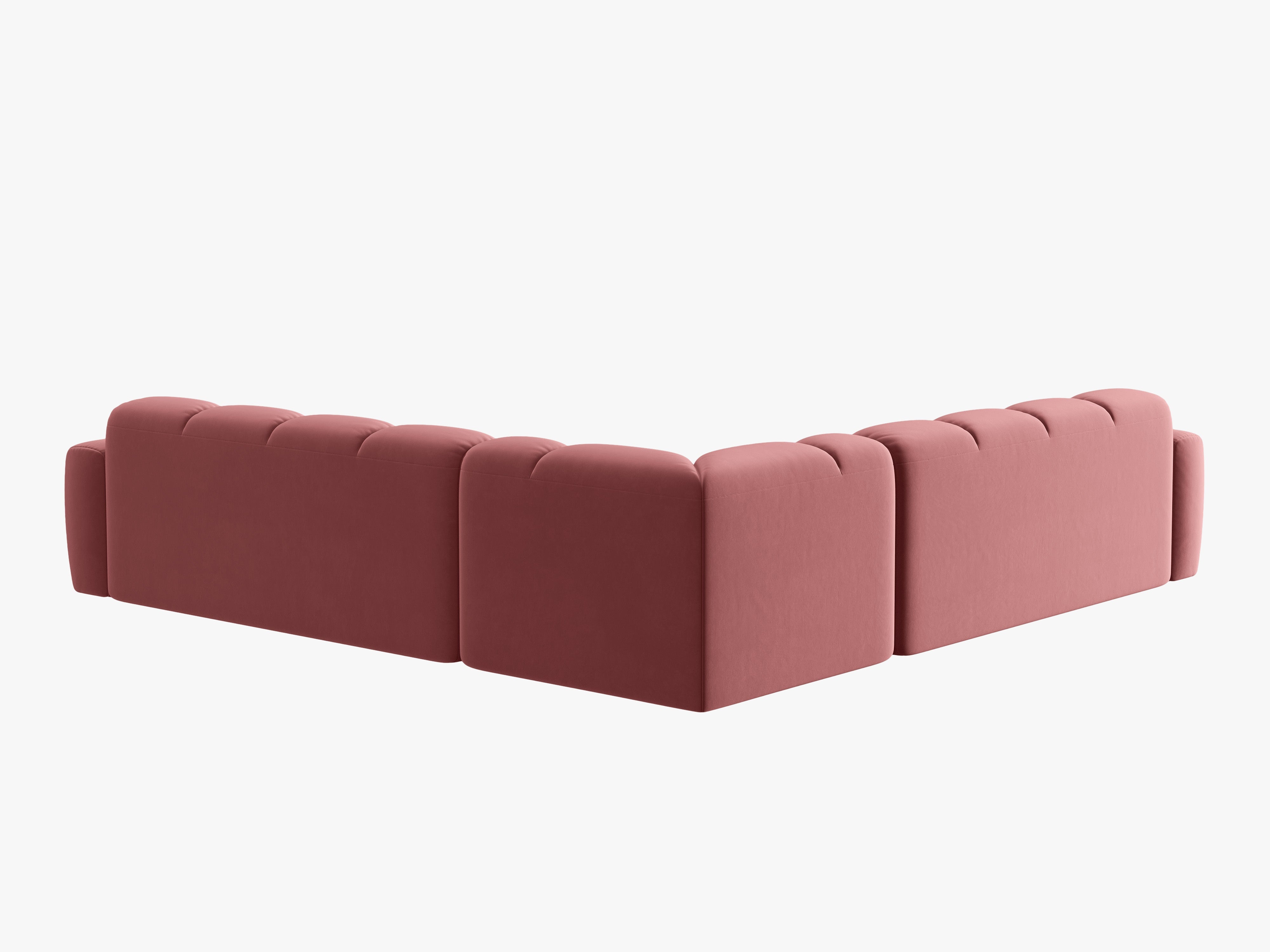 Symmetrische Samt-Eckcouch LISA in Rosa