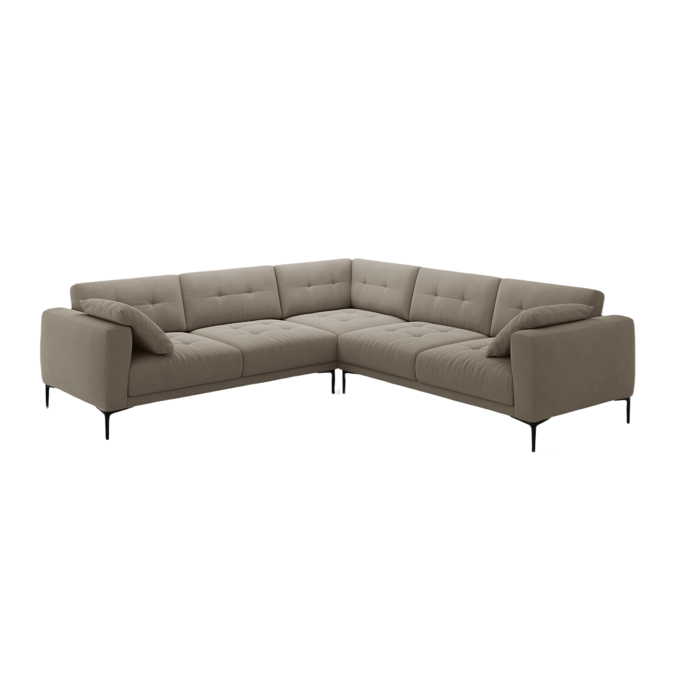 Symmetrical Velvet Corner Sofa BEMY Gray-Brown
