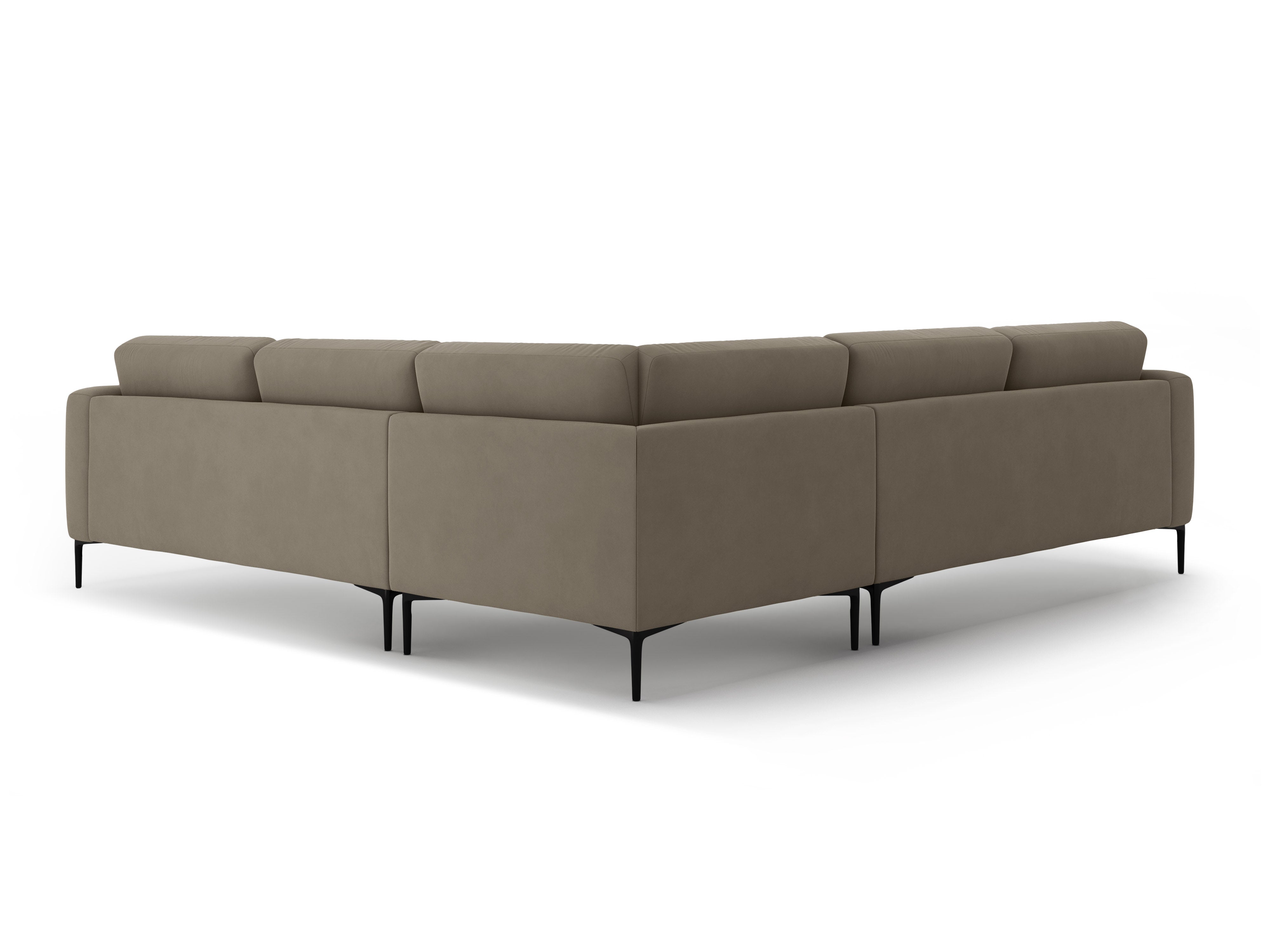 Symmetrical Velvet Corner Sofa BEMY Gray-Brown