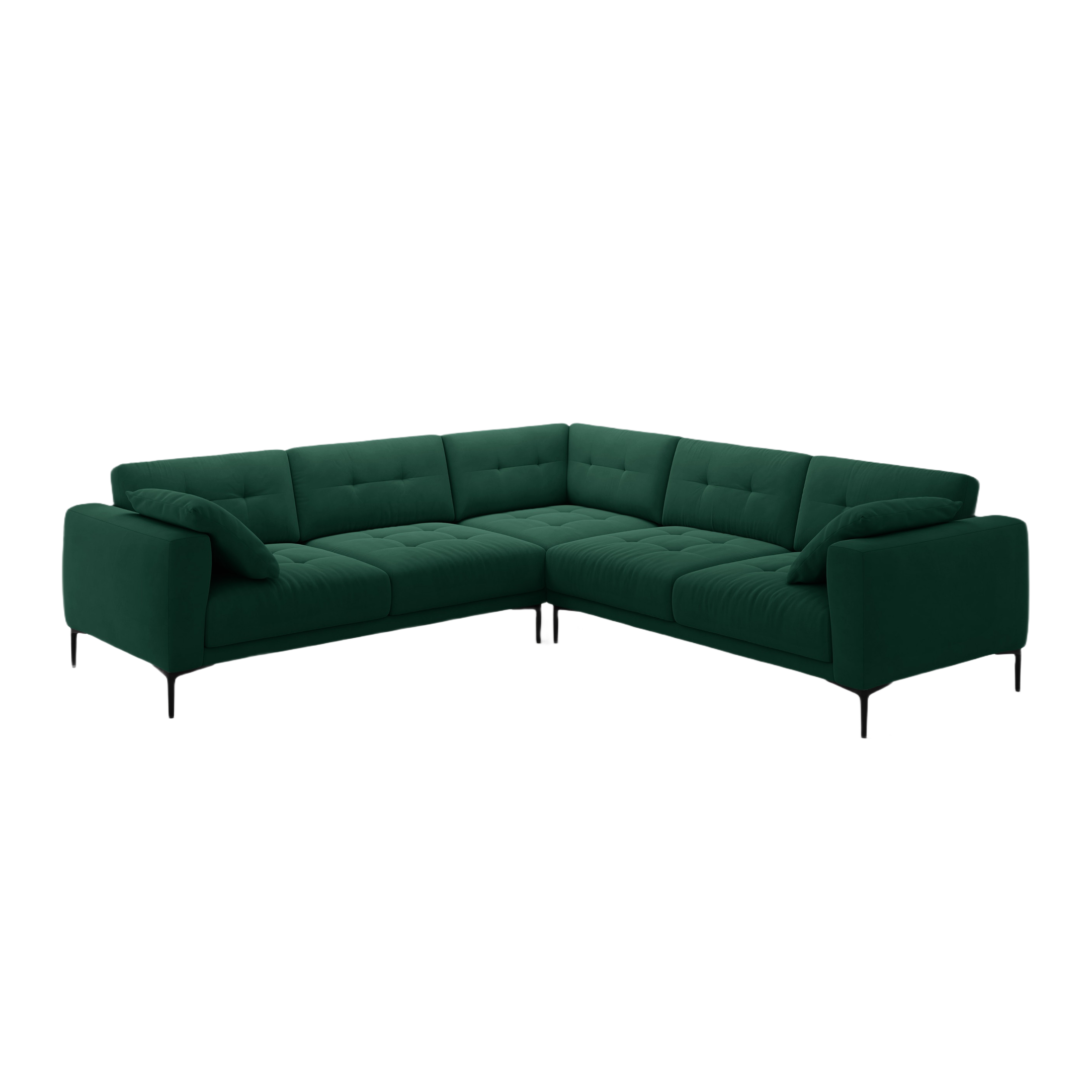 Symmetrical velvet corner sofa BEMY bottle green