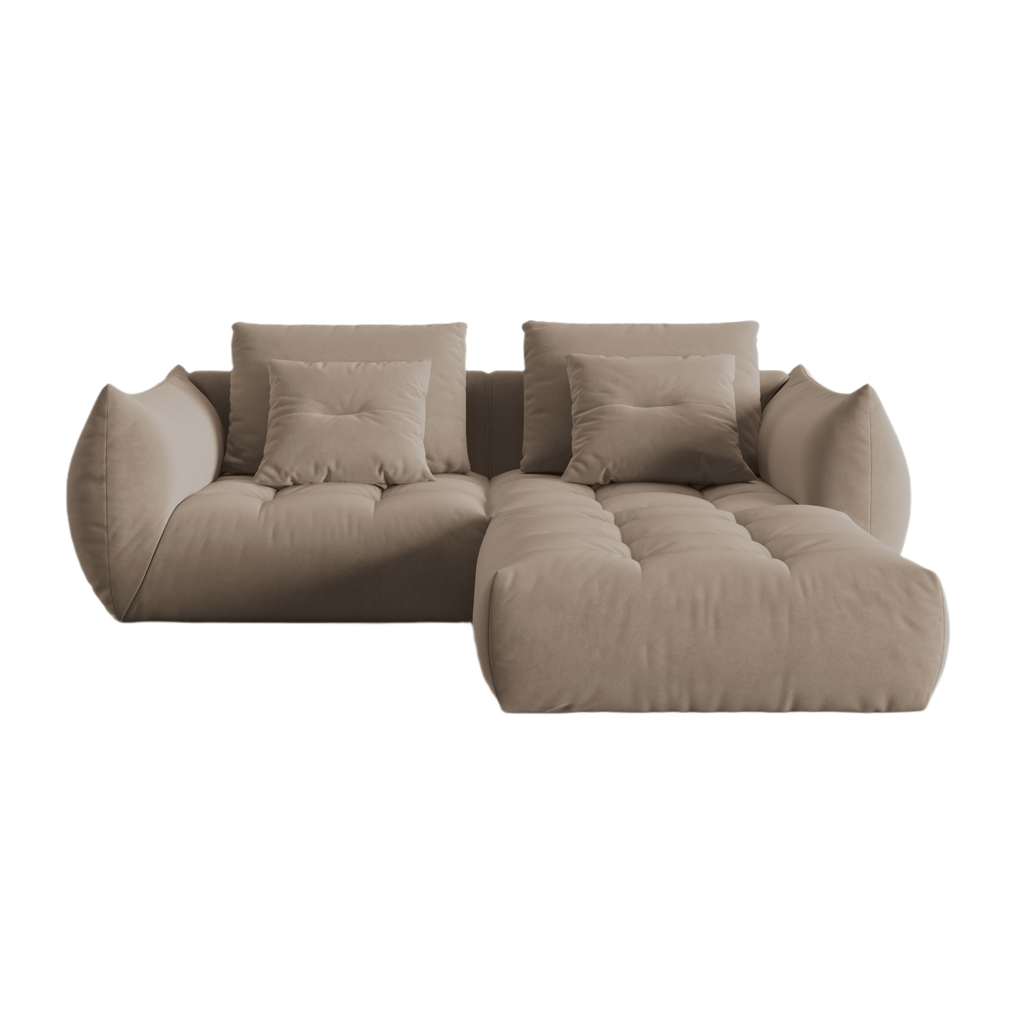 Velvet Modular Sofa, "Bloom", 3 Seats, Light Brown, 232x216x95
Made in Europe