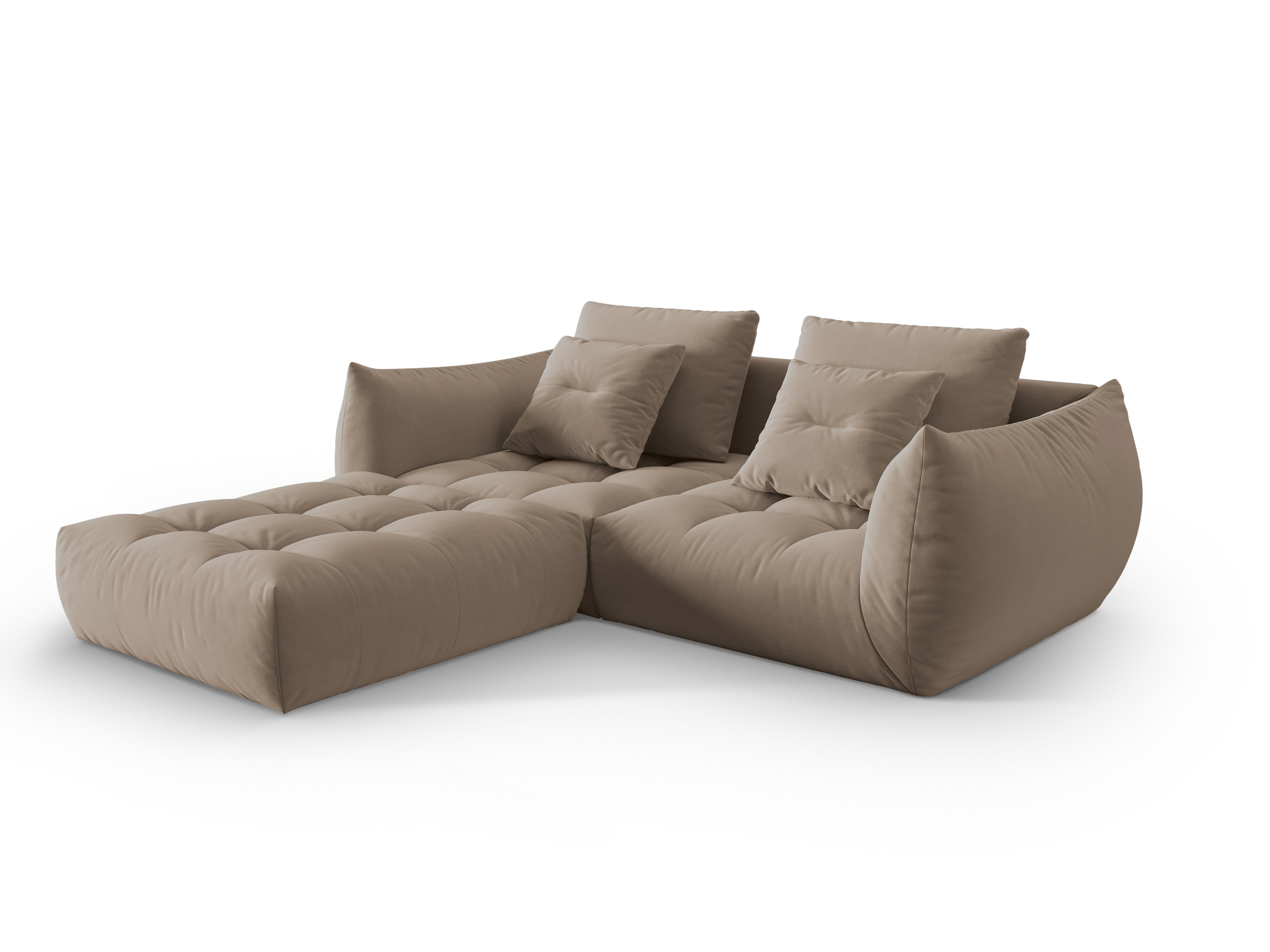 Velvet Modular Sofa, "Bloom", 3 Seats, Light Brown, 232x216x95
Made in Europe