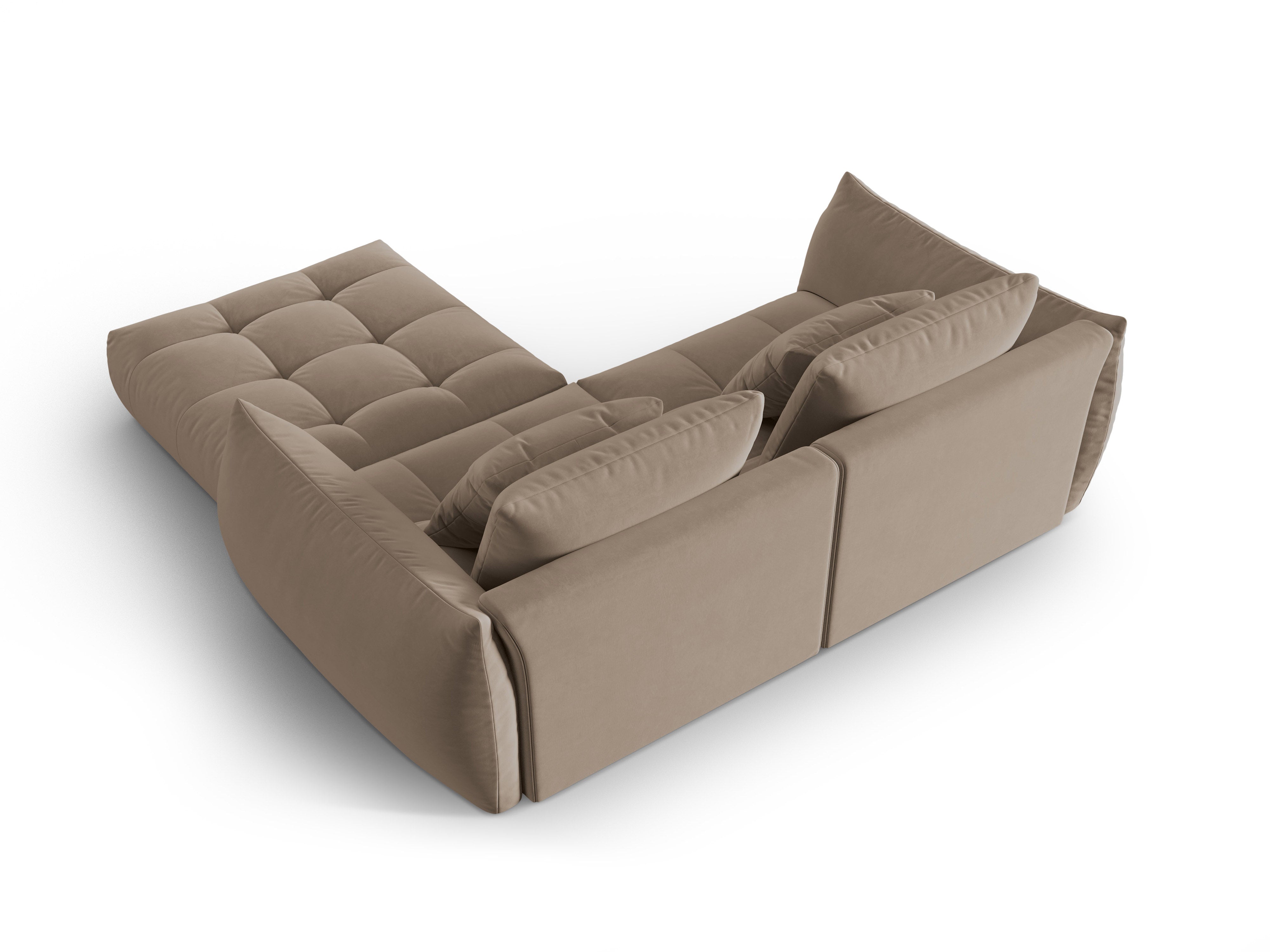 Velvet Modular Sofa, "Bloom", 3 Seats, Light Brown, 232x216x95
Made in Europe