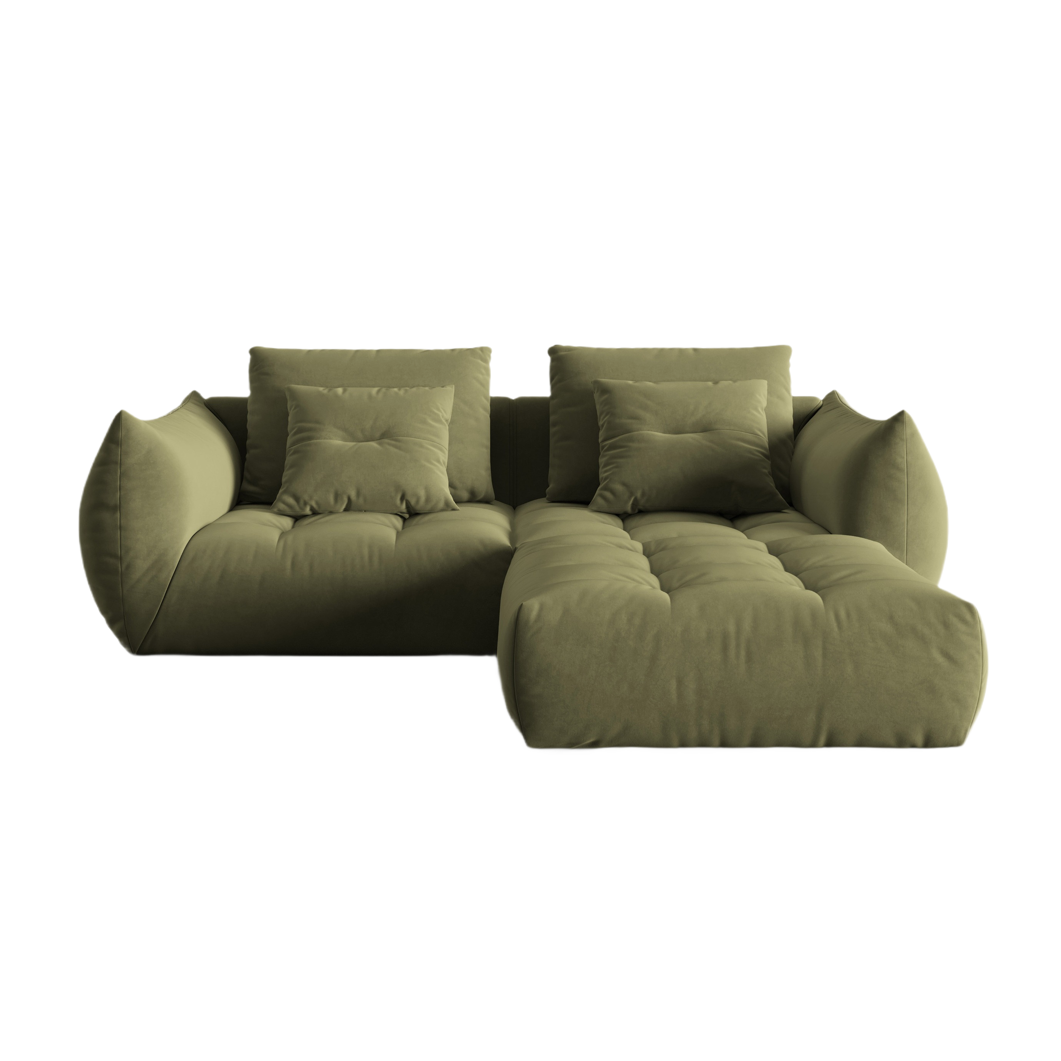 Velvet Modular Sofa, "Bloom", 3 Seats, Light Green, 232x216x95
Made in Europe