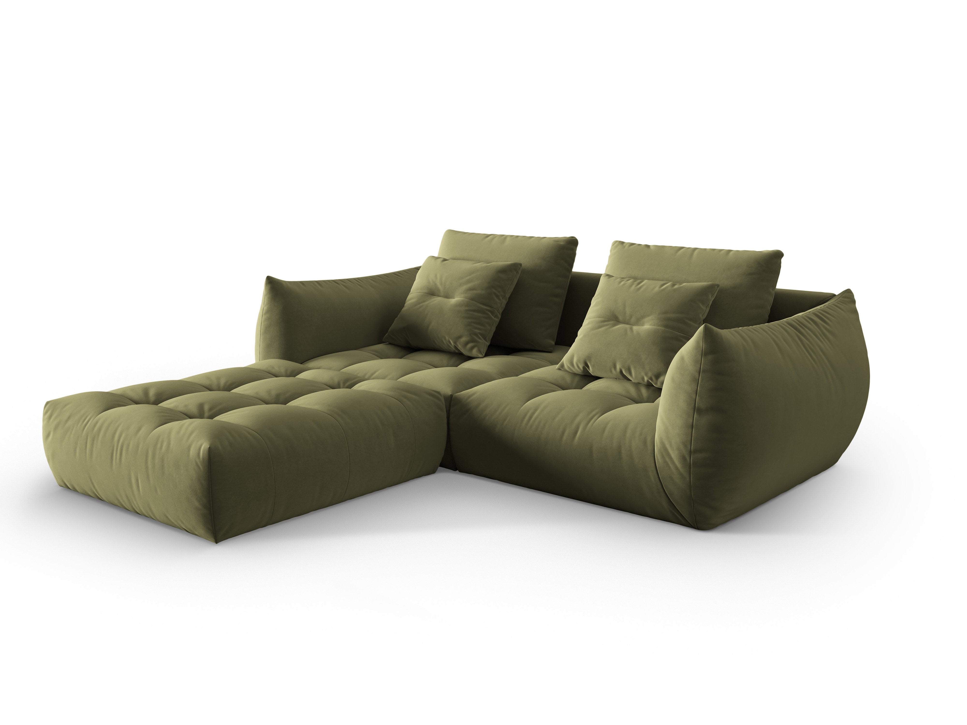Velvet Modular Sofa, "Bloom", 3 Seats, Light Green, 232x216x95
Made in Europe