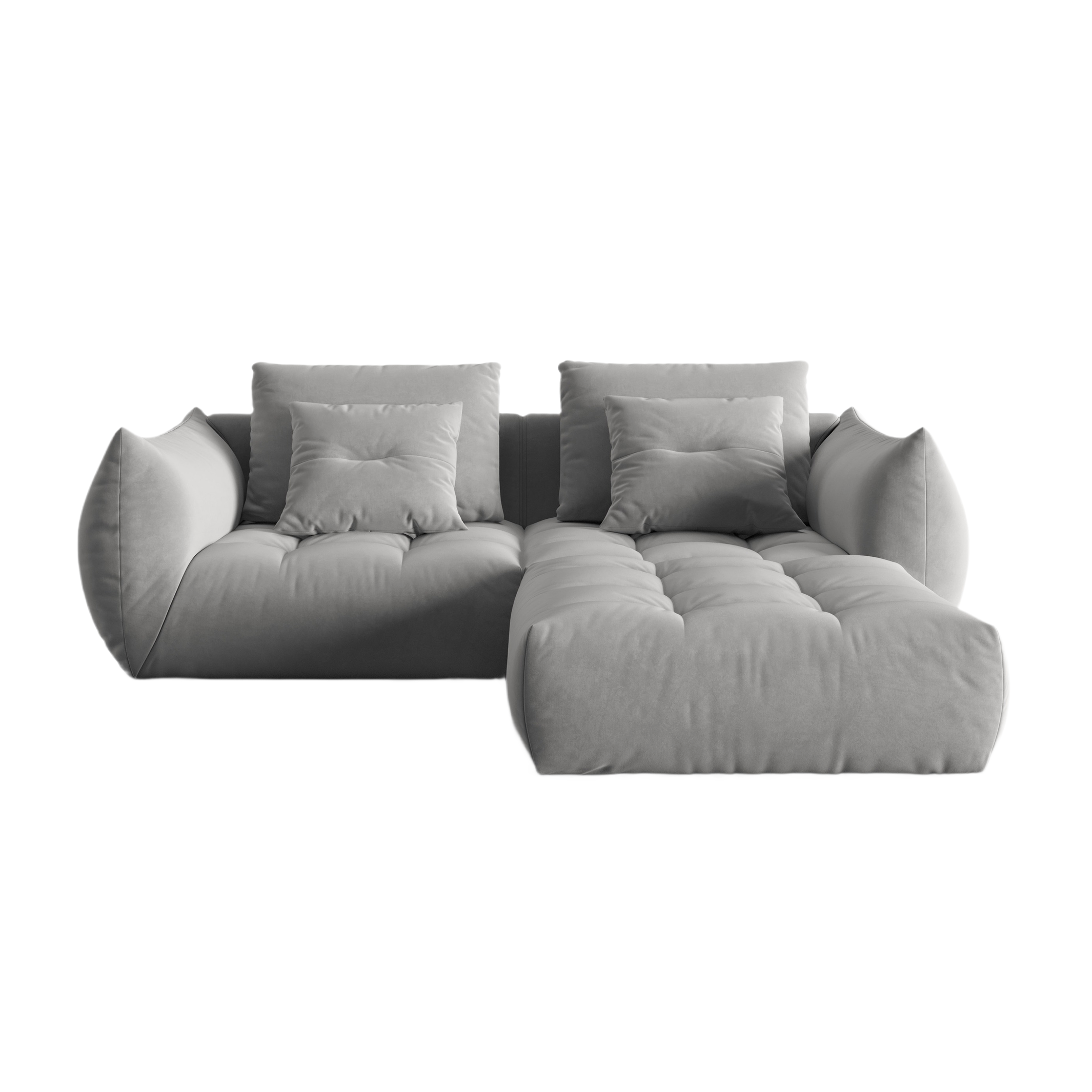 Velvet Modular Sofa, "Bloom", 3 Seats, Gray, 232x216x95
Made in Europe