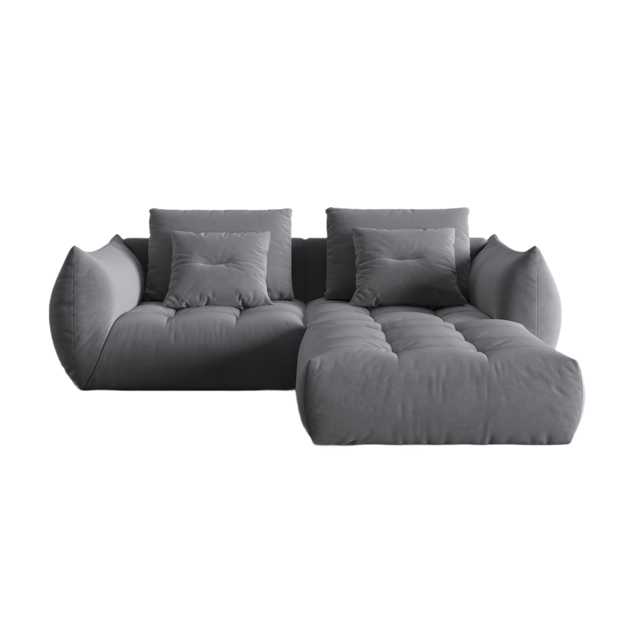 Velvet Modular Sofa, "Bloom", 3 Seats, Dark Gray, 232x216x95
Made in Europe
