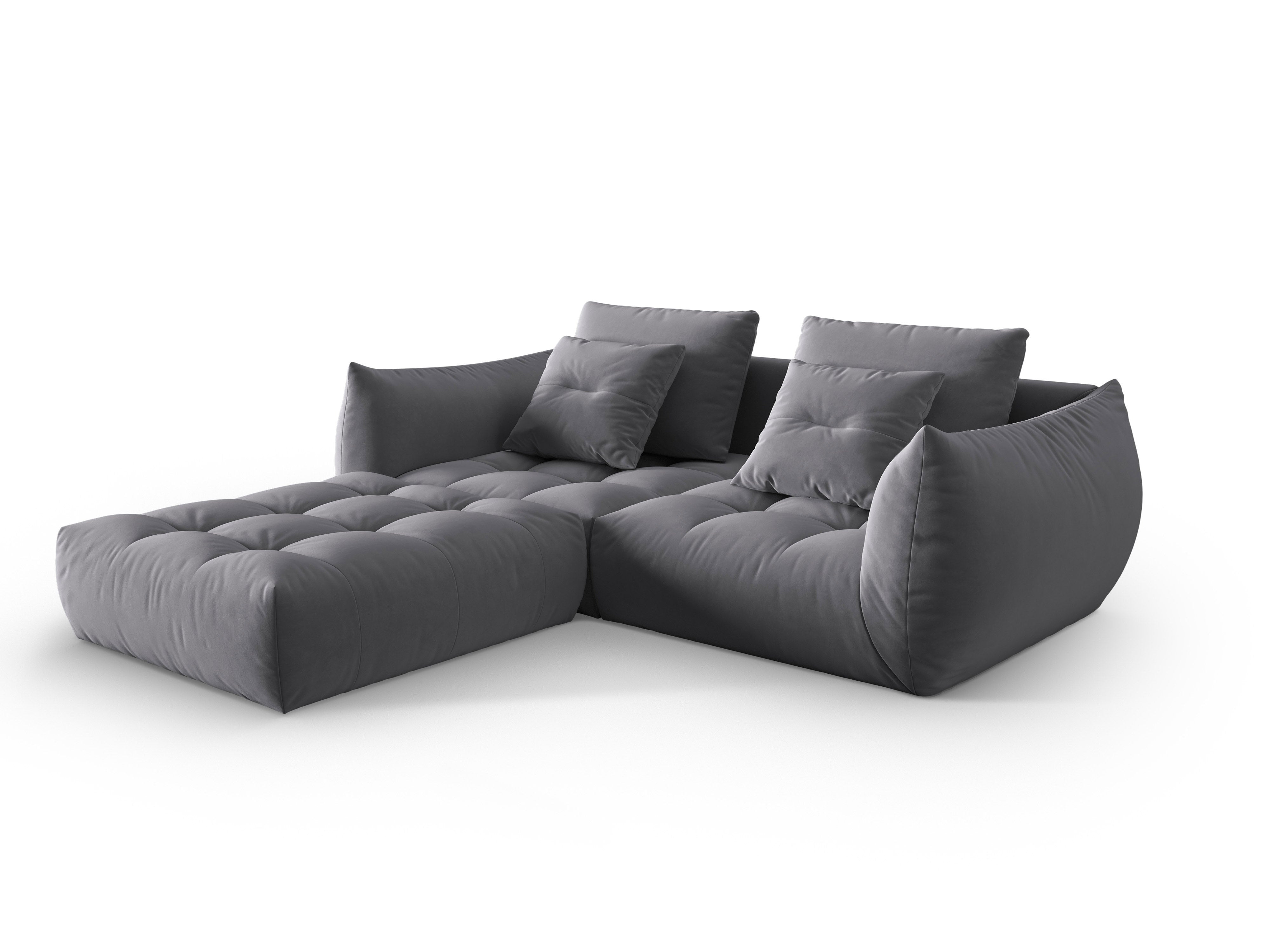 Velvet Modular Sofa, "Bloom", 3 Seats, Dark Gray, 232x216x95
Made in Europe