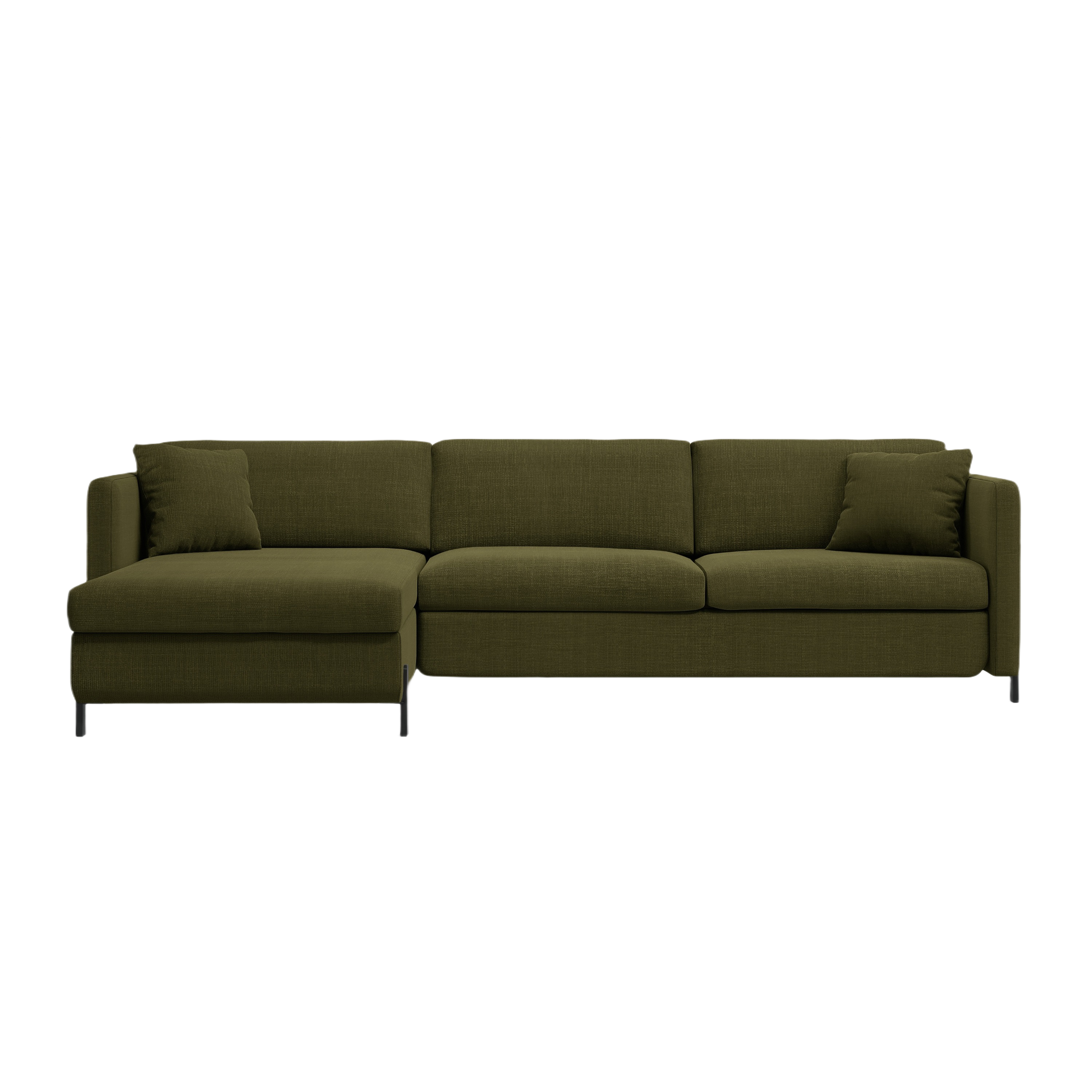 Left Corner Sofa with Bed Function and Box, "Gloria", 5 Seats, Green, 280x170x80
Made in Europe