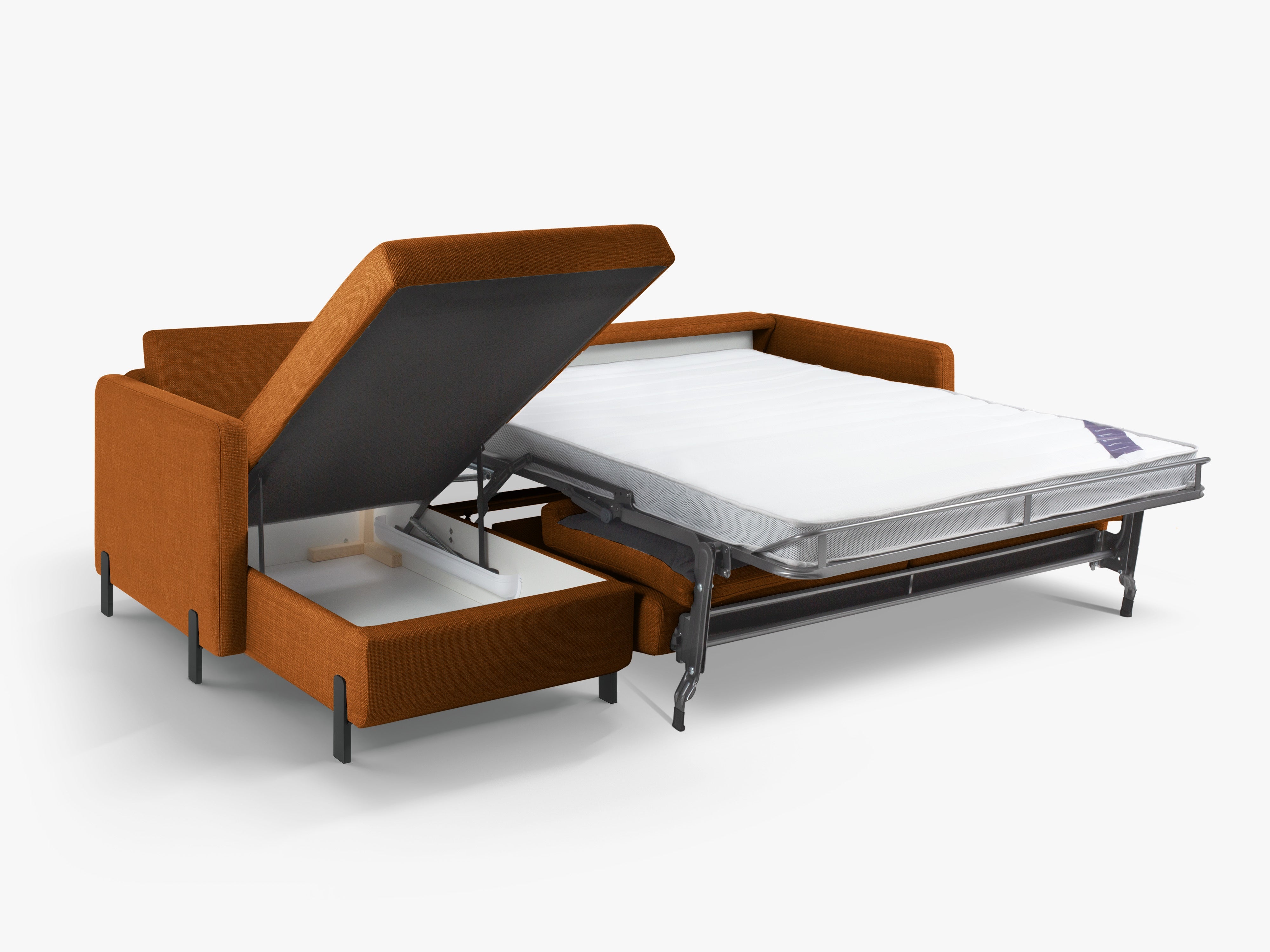 Left Corner Sofa with Bed Function and Box, "Gloria", 5 Seats, Brick, 280x170x80
Made in Europe
