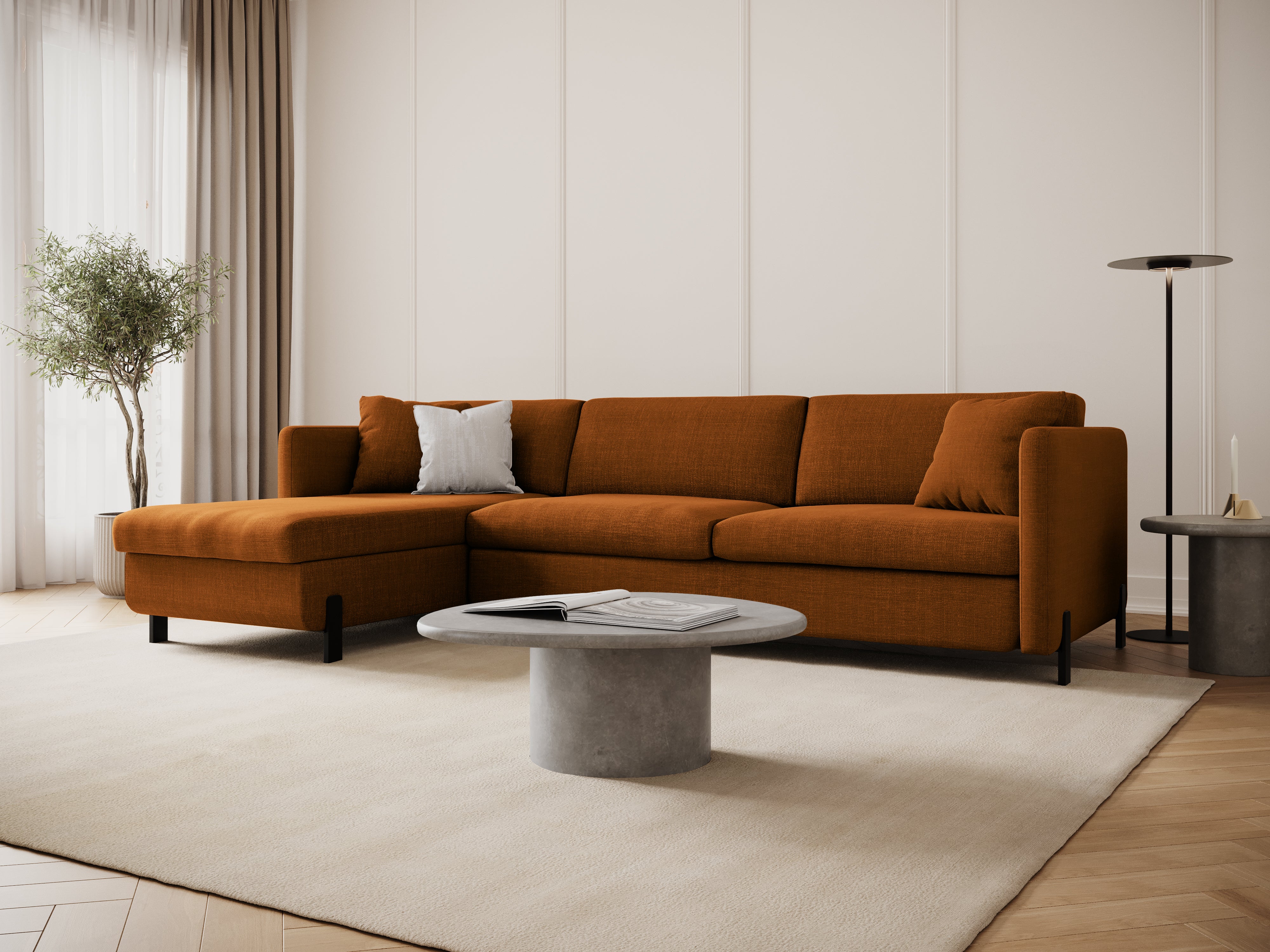 Left Corner Sofa with Bed Function and Box, "Gloria", 5 Seats, Brick, 280x170x80
Made in Europe