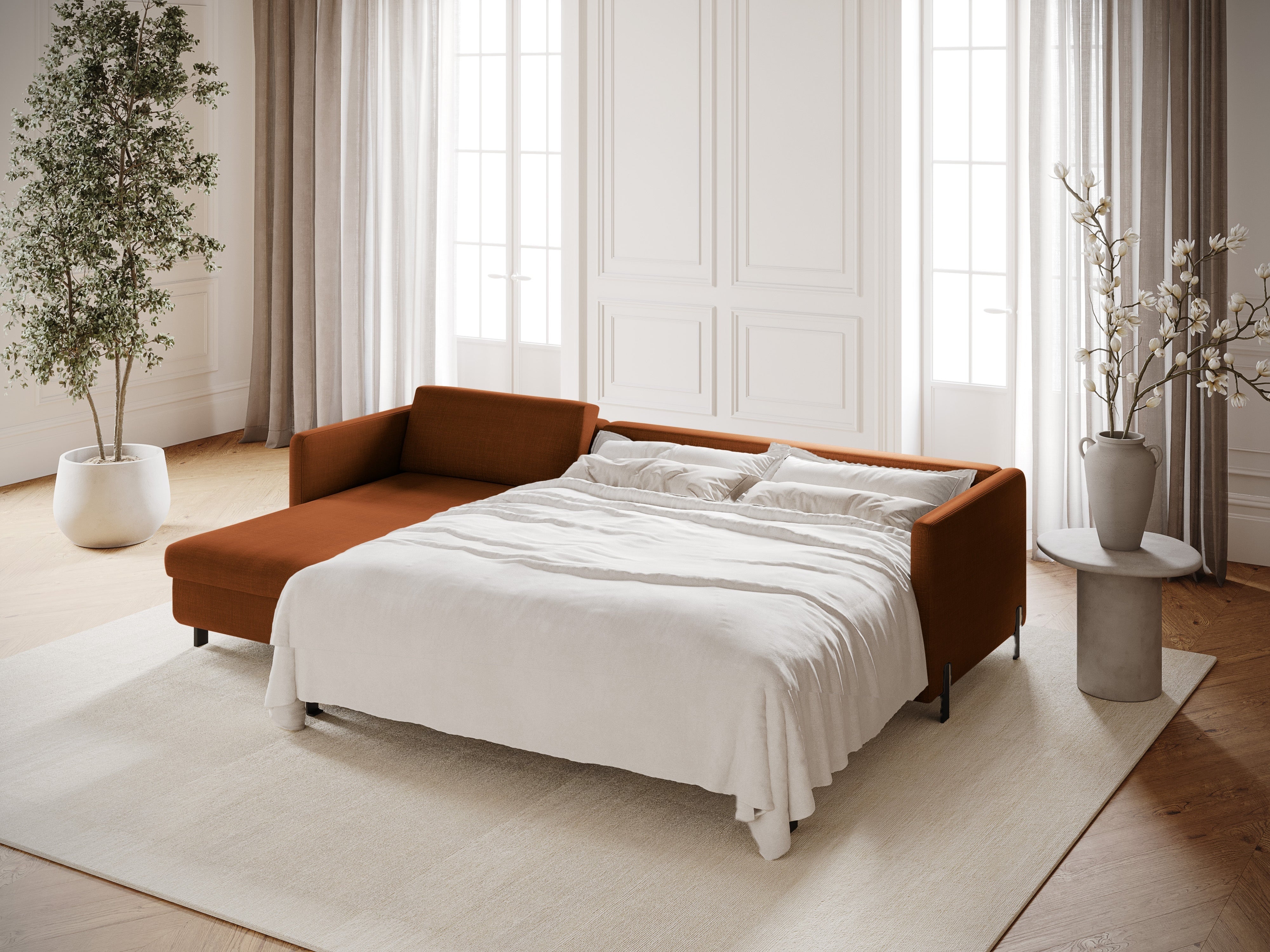 Left Corner Sofa with Bed Function and Box, "Gloria", 5 Seats, Brick, 280x170x80
Made in Europe