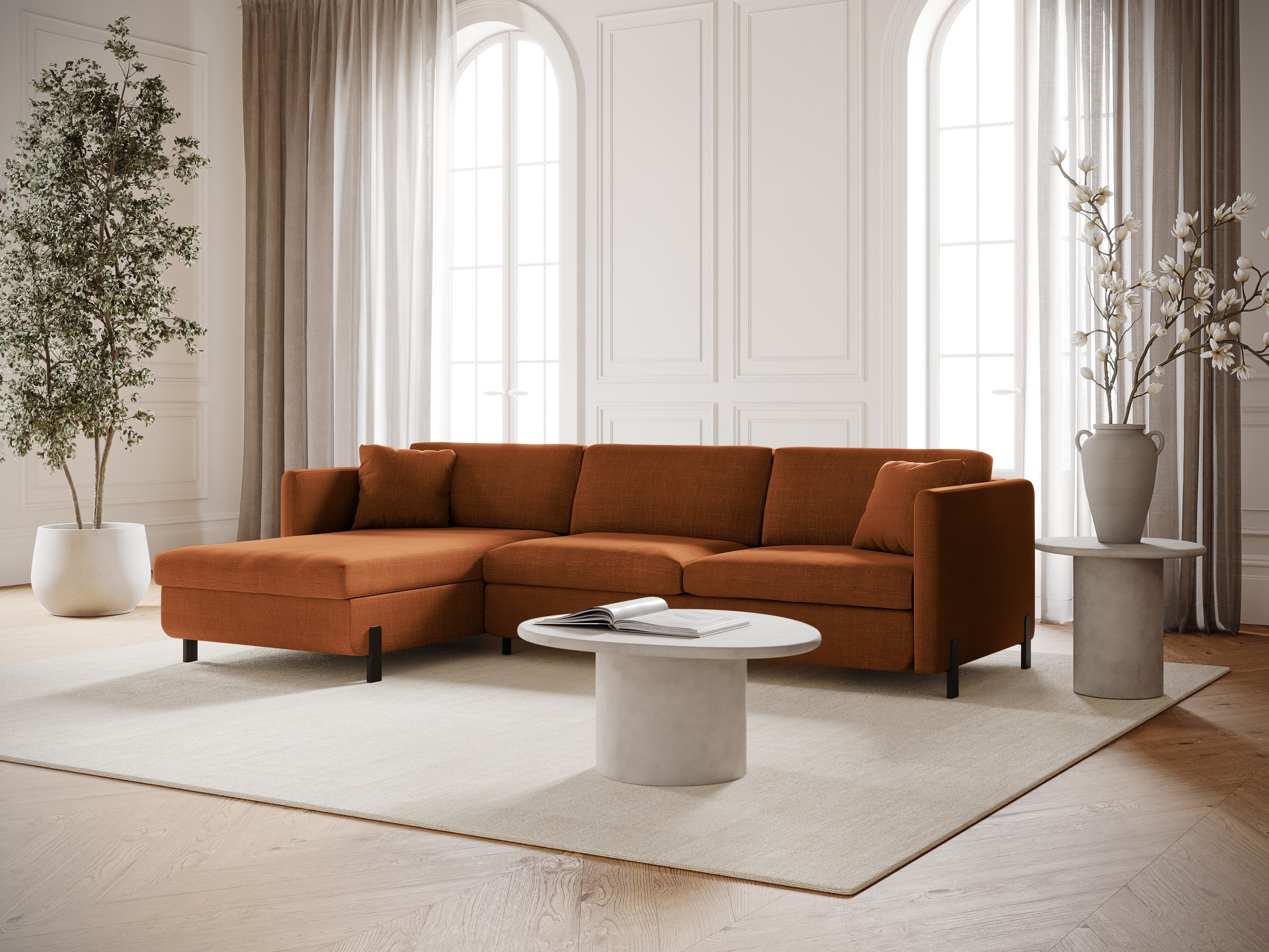 Left Corner Sofa with Bed Function and Box, "Gloria", 5 Seats, Brick, 280x170x80
Made in Europe