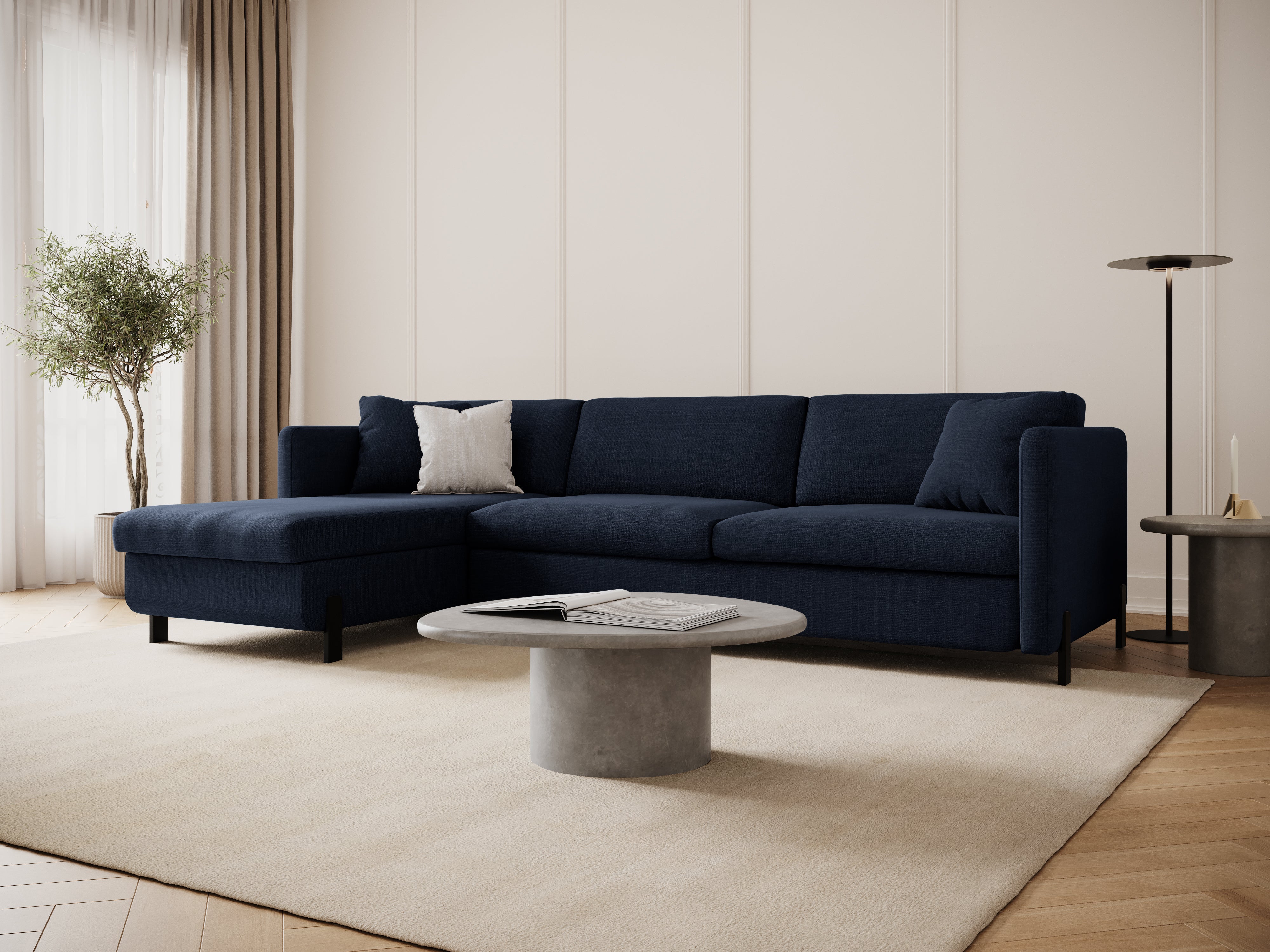 Left Corner Sofa with Bed Function and Box, "Gloria", 5 Seats, Blue, 280x170x80
Made in Europe