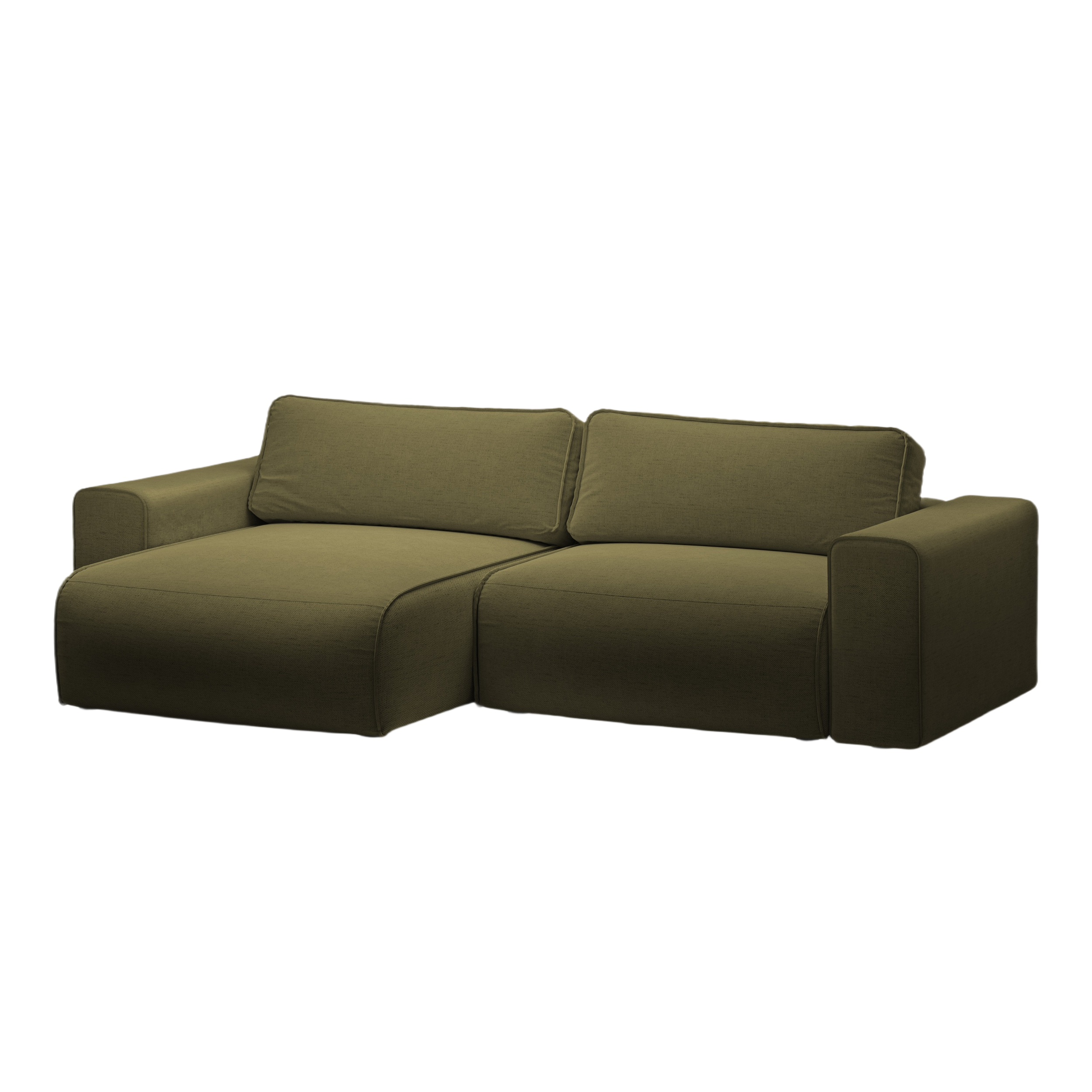 Left-facing 3-seater sofa bed VICTOR green chenille