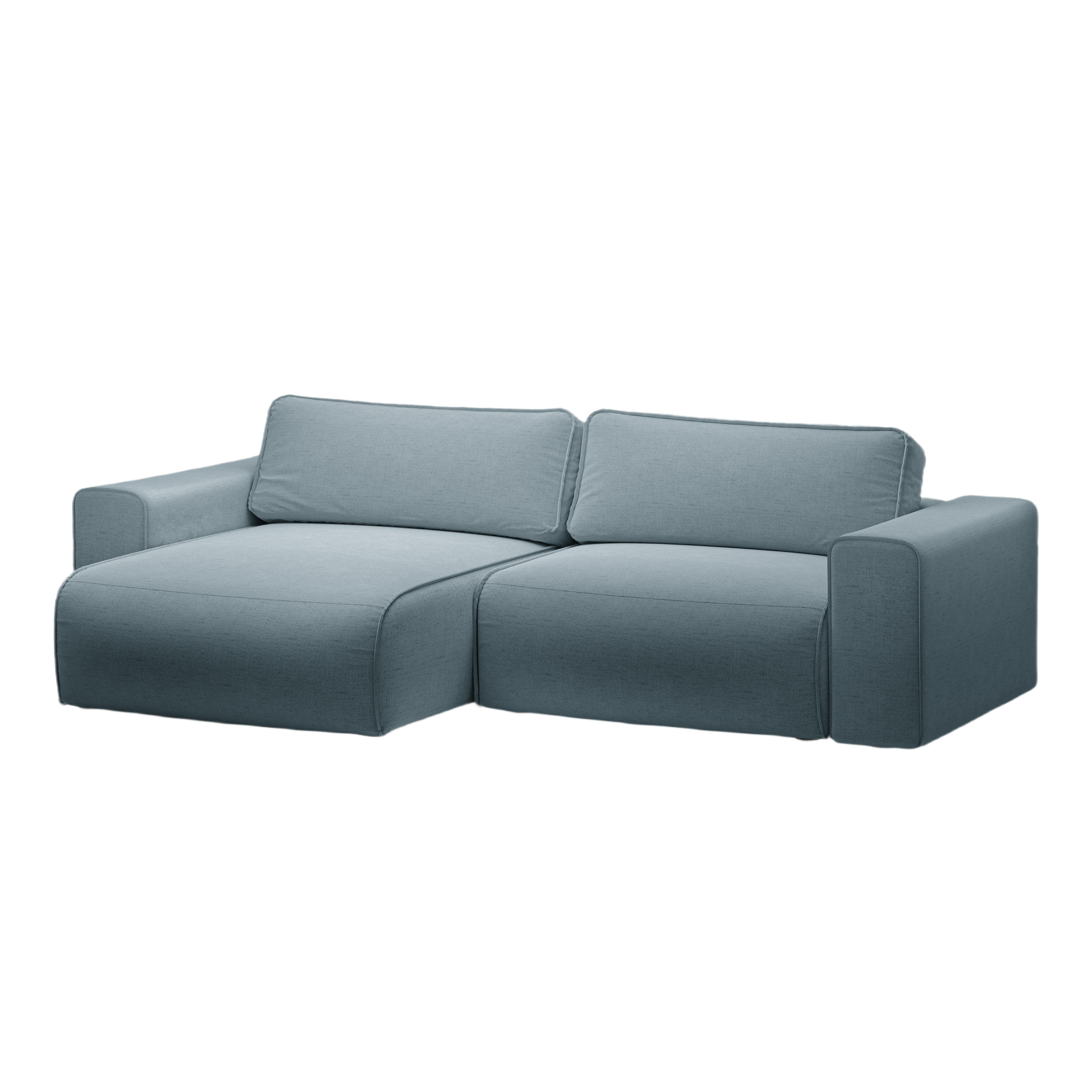 Left-sided 3-seater sofa bed VICTOR light blue chenille