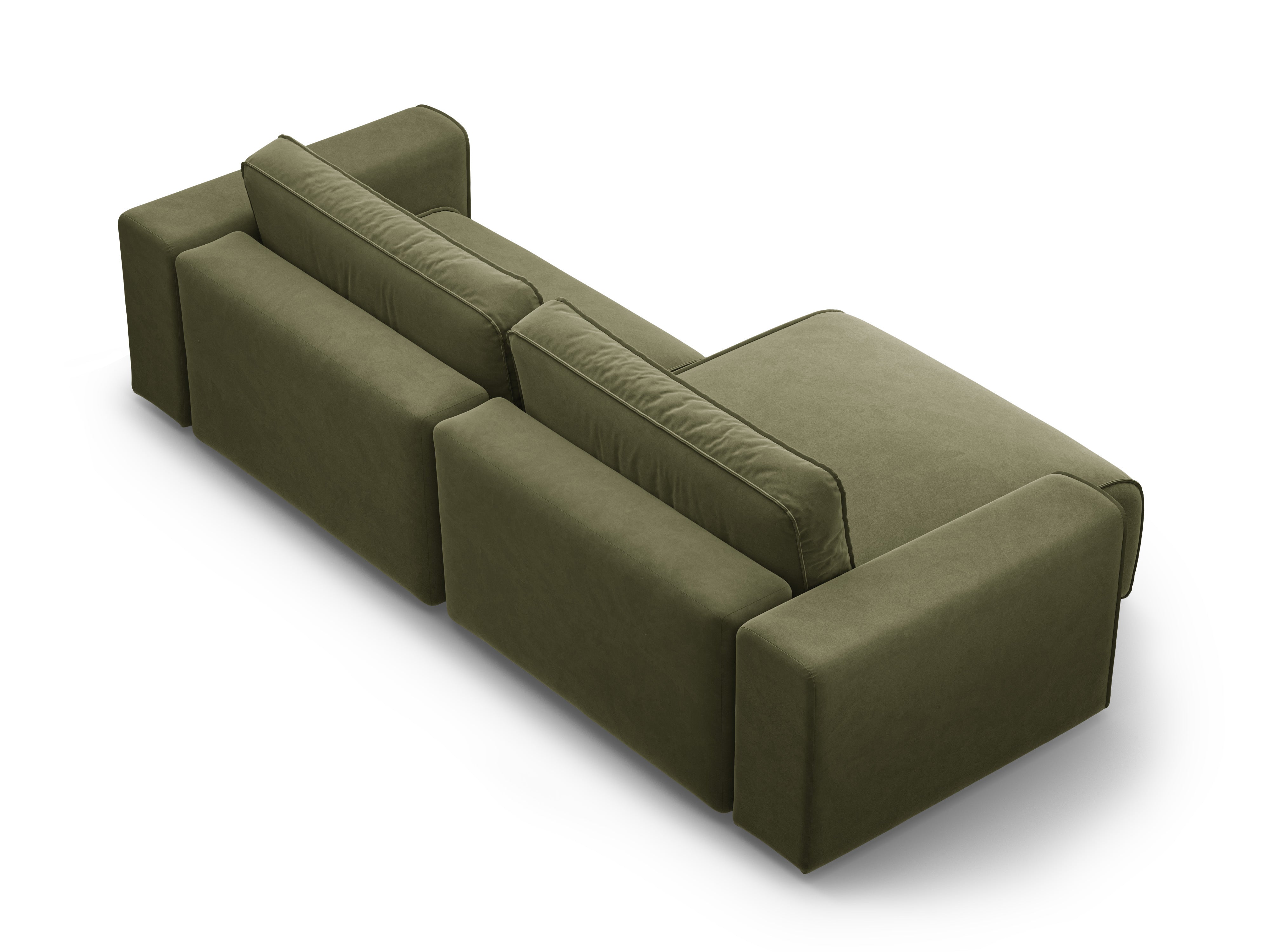Left-facing velvet corner sofa for 3 people with sleeping function VICTOR green