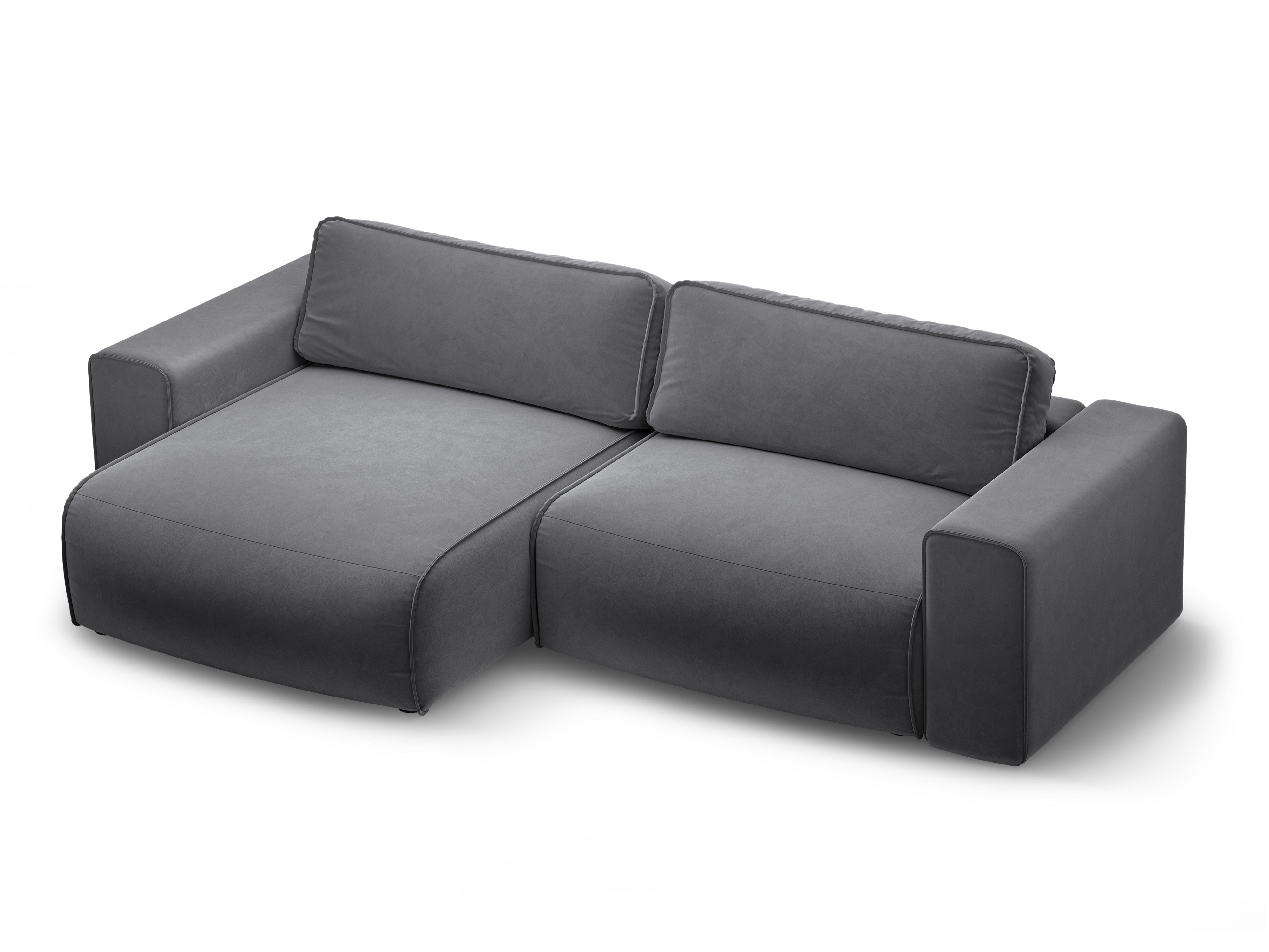 Left-facing velvet corner sofa for 3 people with sleeping function VICTOR gray