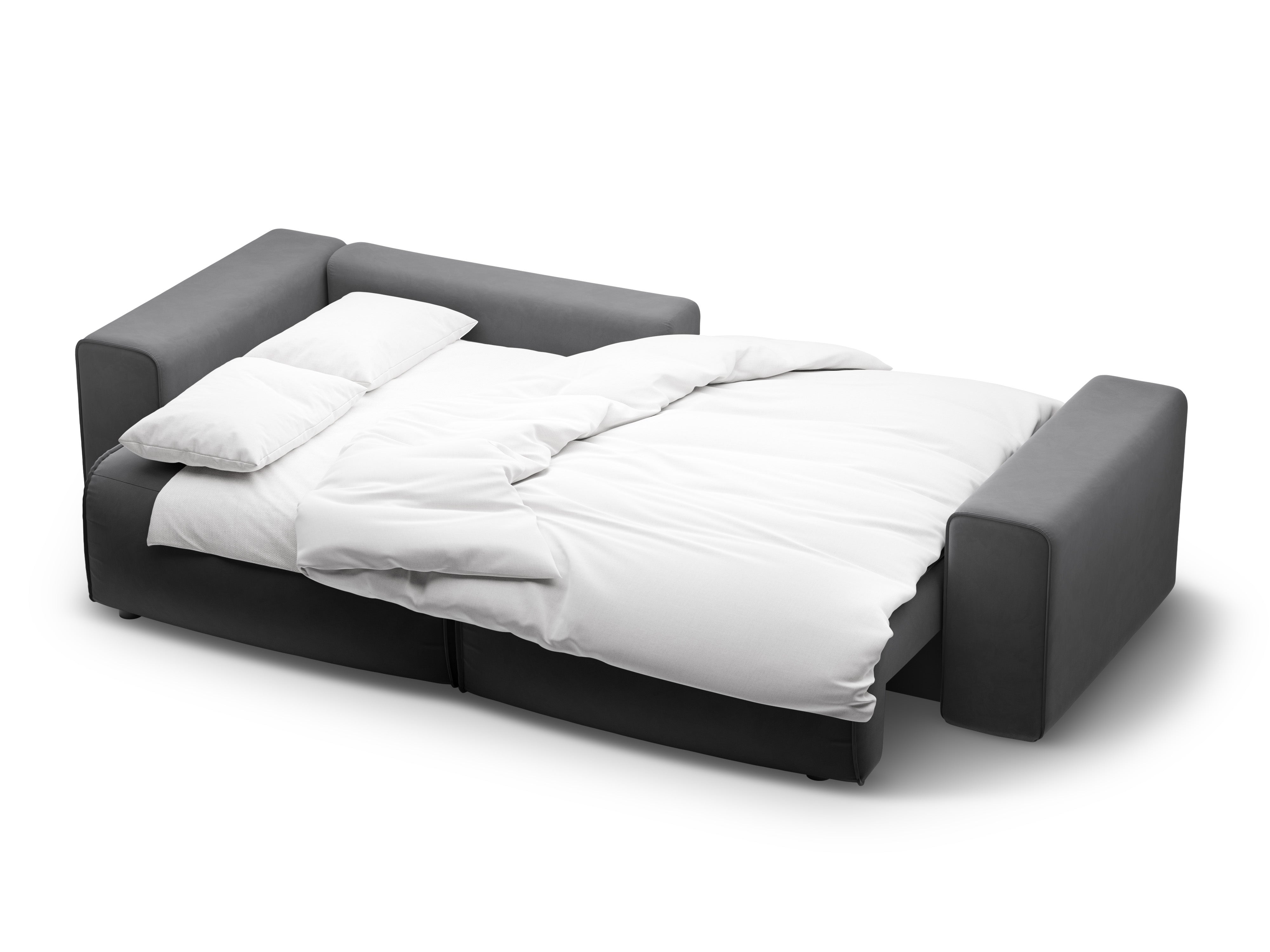 Left-facing velvet corner sofa for 3 people with sleeping function VICTOR gray