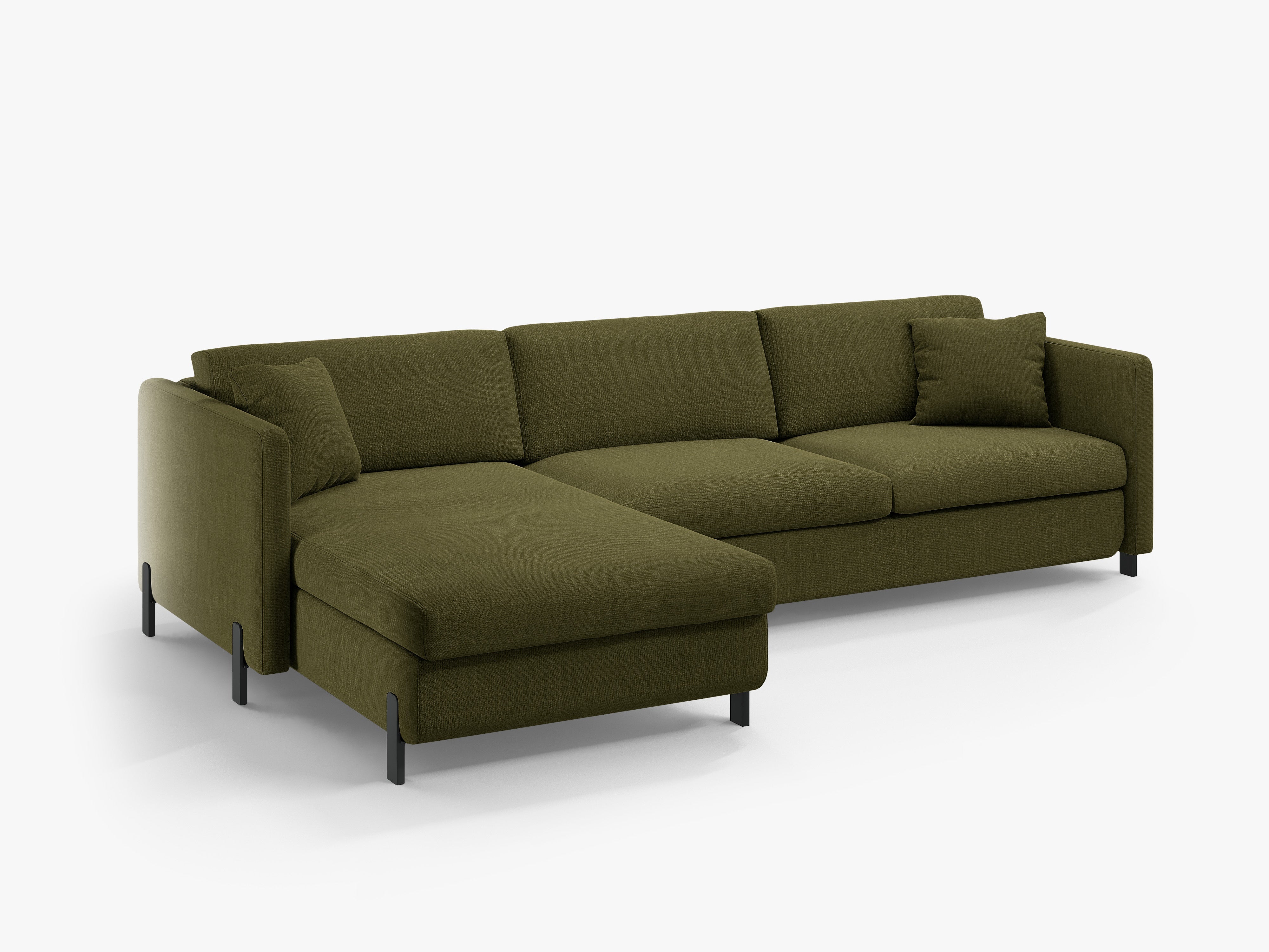 Left Corner Sofa with Bed Function and Box, "Gloria", 4 Seats, Green, 260x170x80
Made in Europe