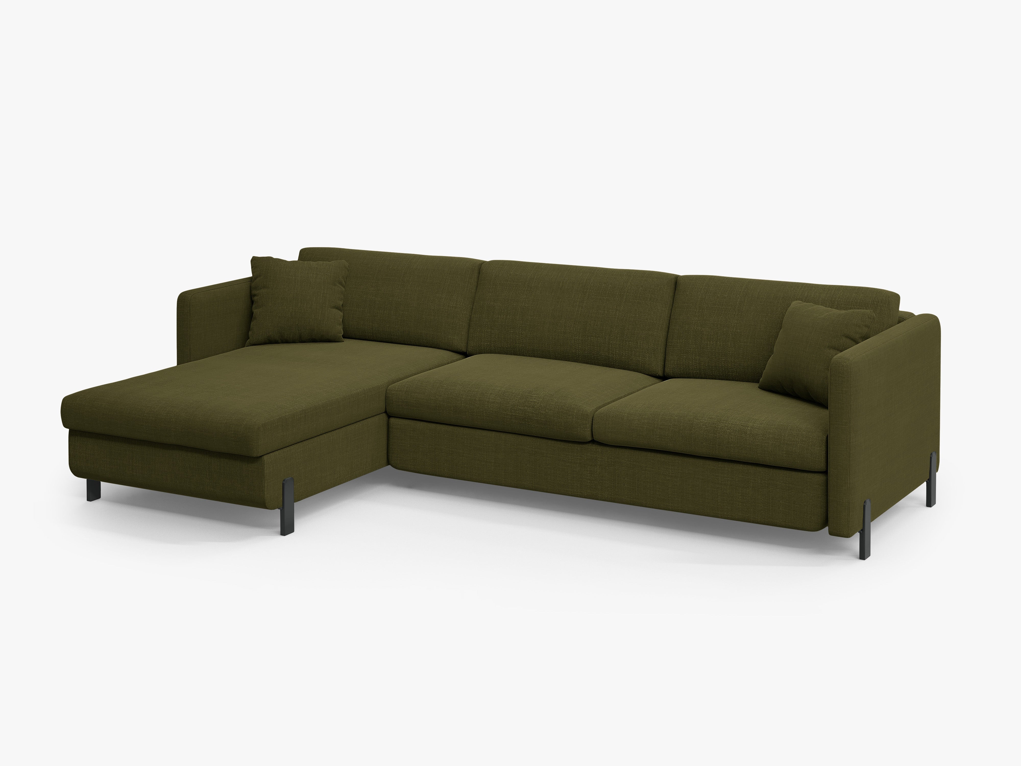 Left Corner Sofa with Bed Function and Box, "Gloria", 4 Seats, Green, 260x170x80
Made in Europe