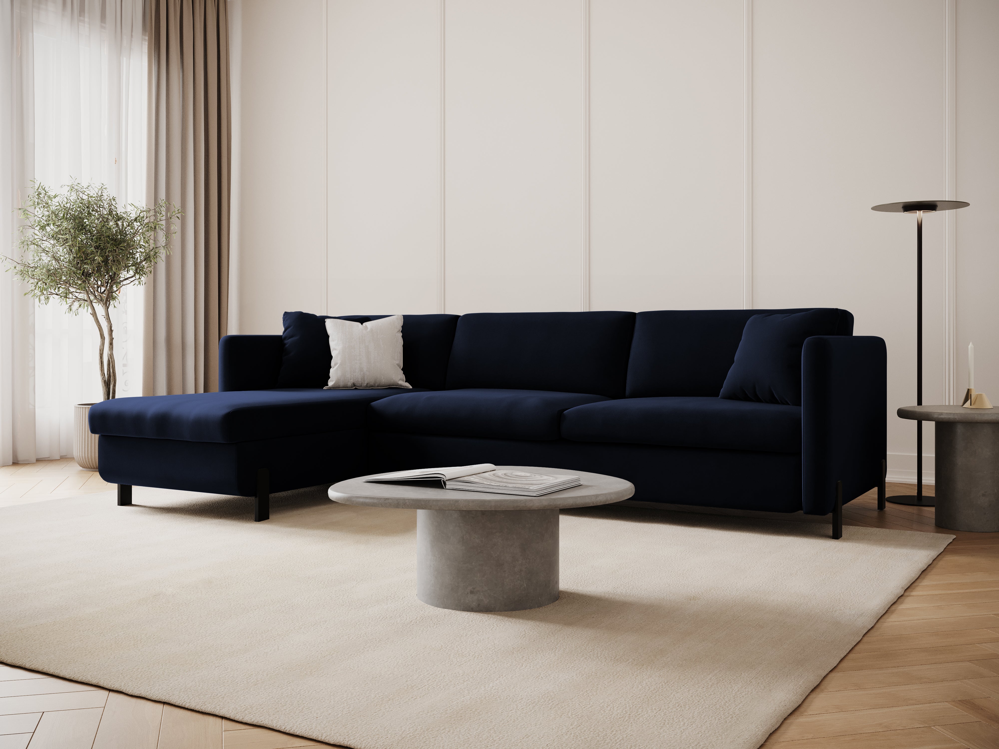 Velvet Linksecke Sofa mit Bettfunktion, "Gloria", 4 Sitze, Royal Blue, 260x170x80
In Europa gemacht