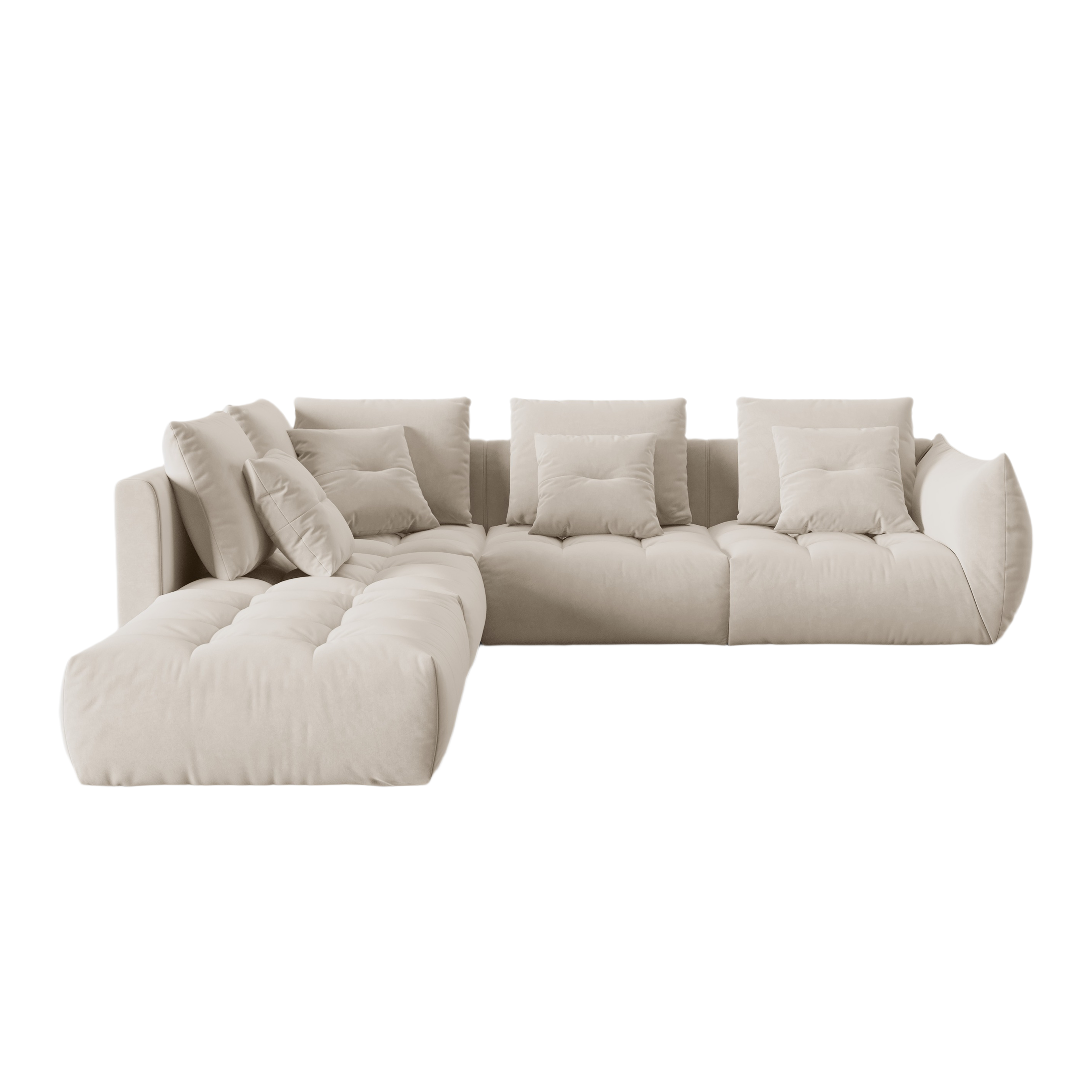 Velvet Modular Left Corner Sofa, "Bloom", 4 Seats, Ecru, 316x310x95
Made in Europe