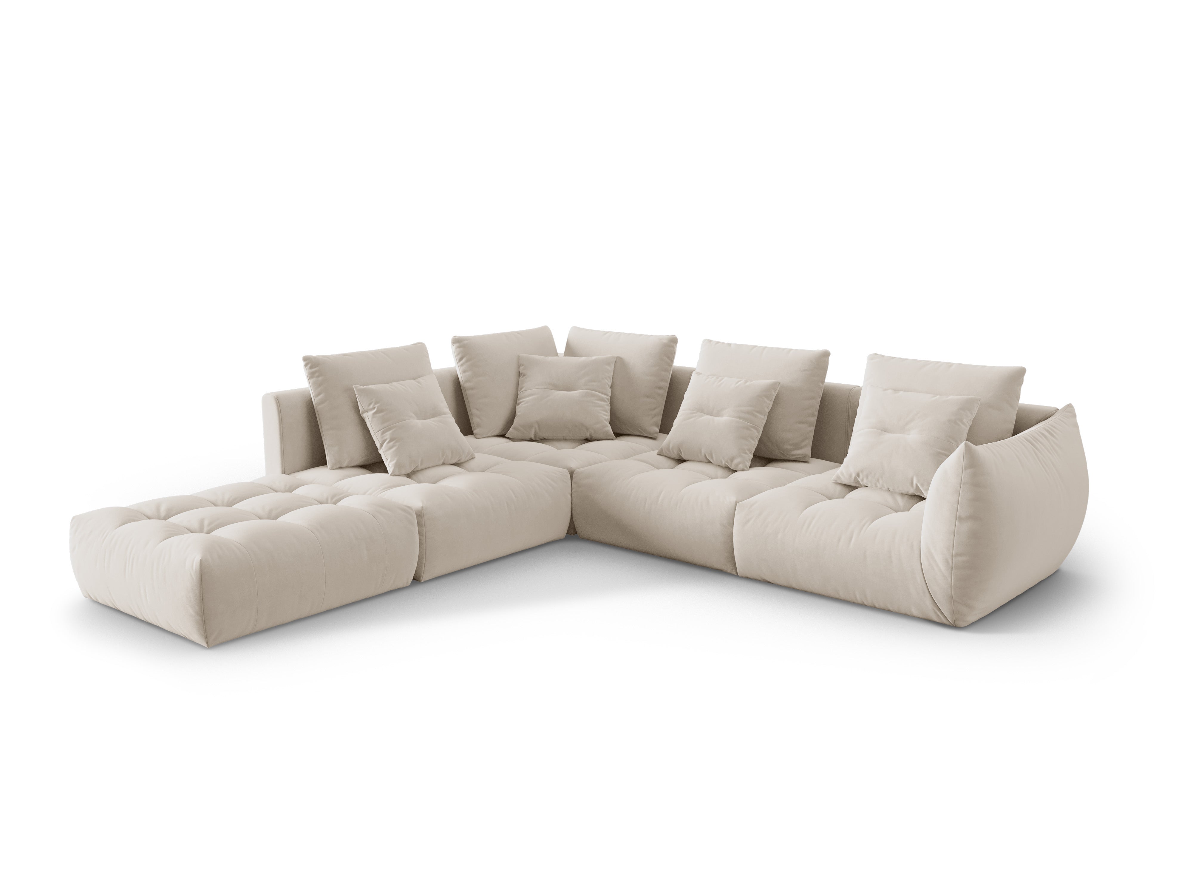Velvet Modular Left Corner Sofa, "Bloom", 4 Seats, Ecru, 316x310x95
Made in Europe