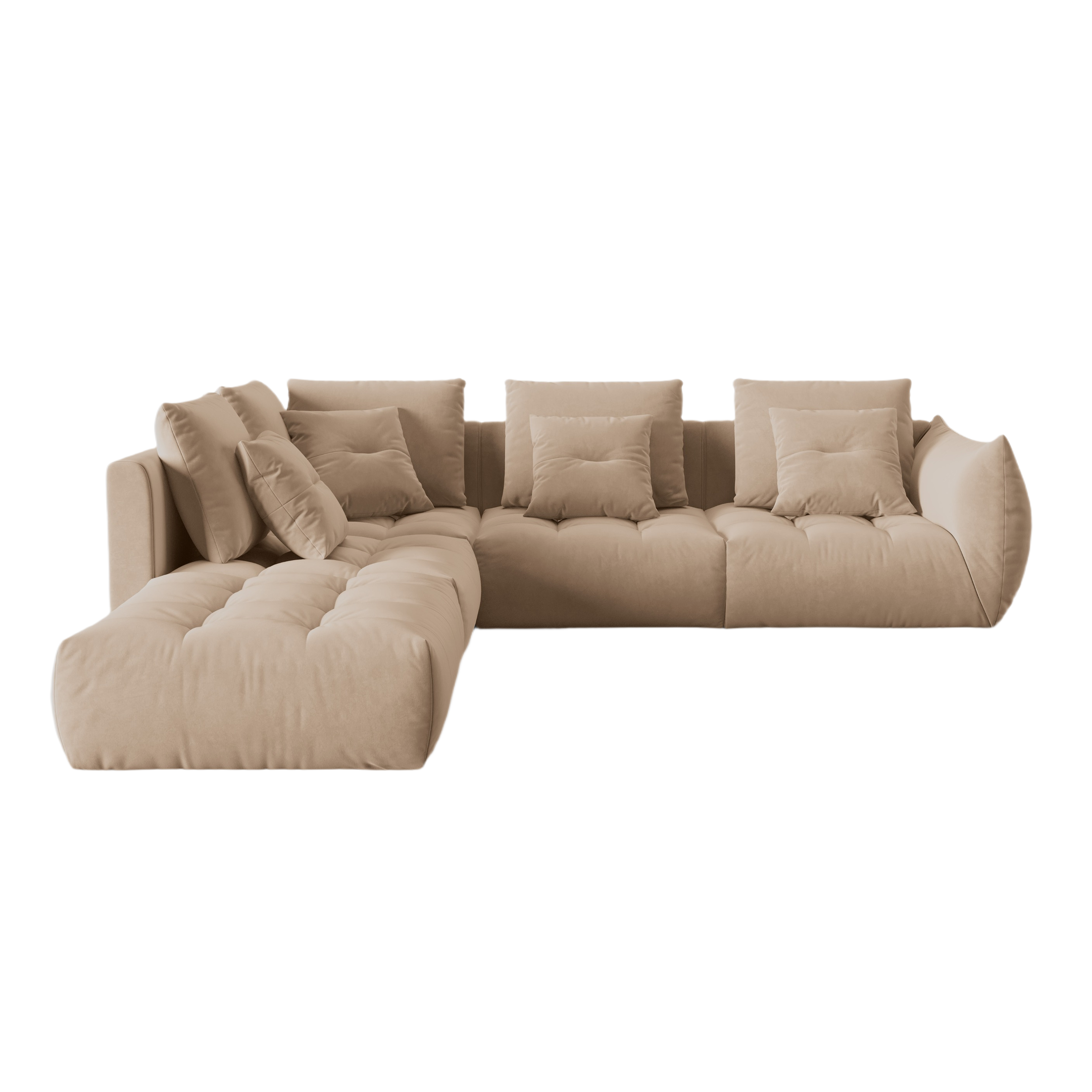 Velvet Modular Left Corner Sofa, "Bloom", 4 Seats, Sand, 316x310x95
Made in Europe