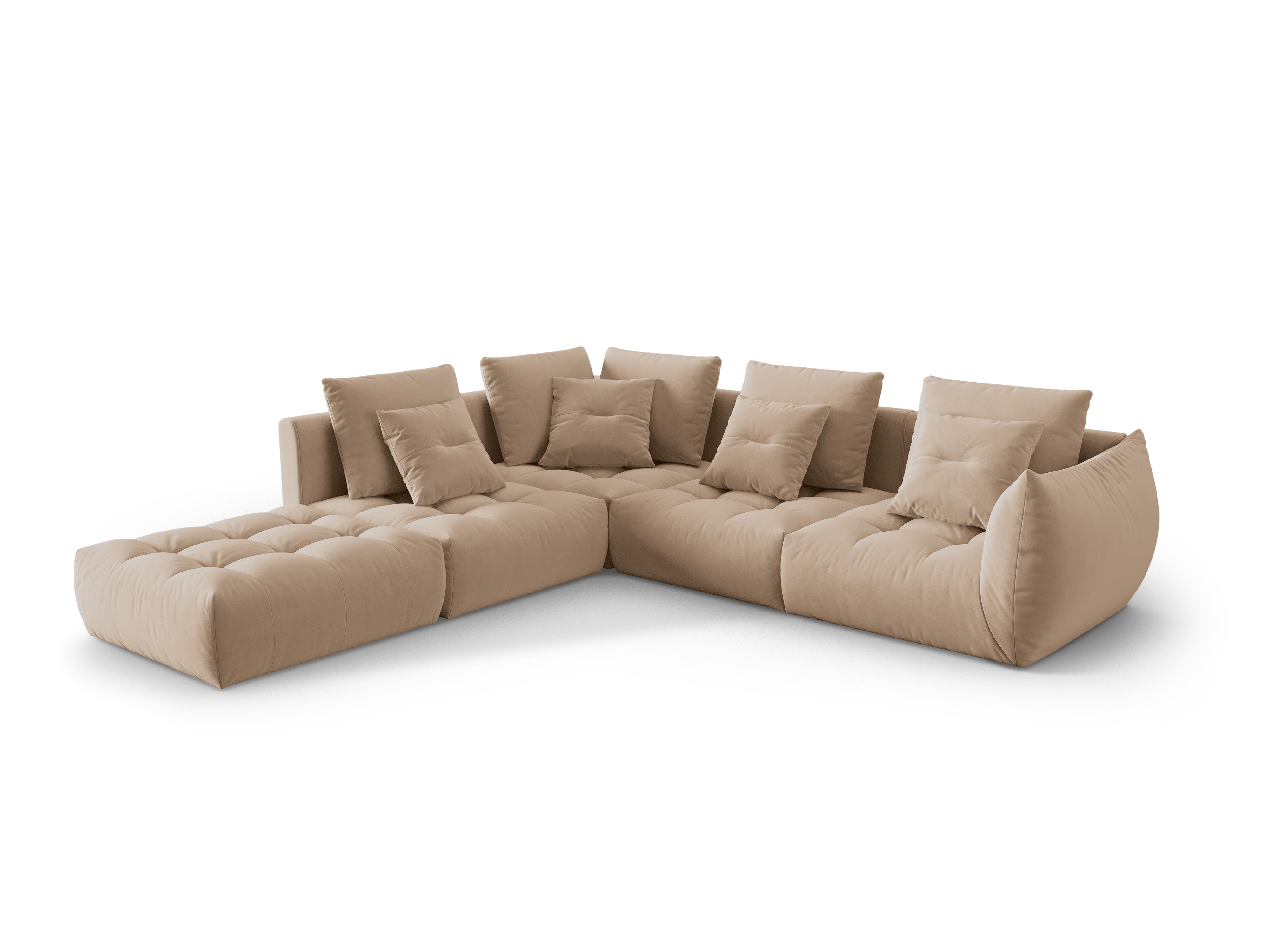 Velvet Modular Left Corner Sofa, "Bloom", 4 Seats, Sand, 316x310x95
Made in Europe
