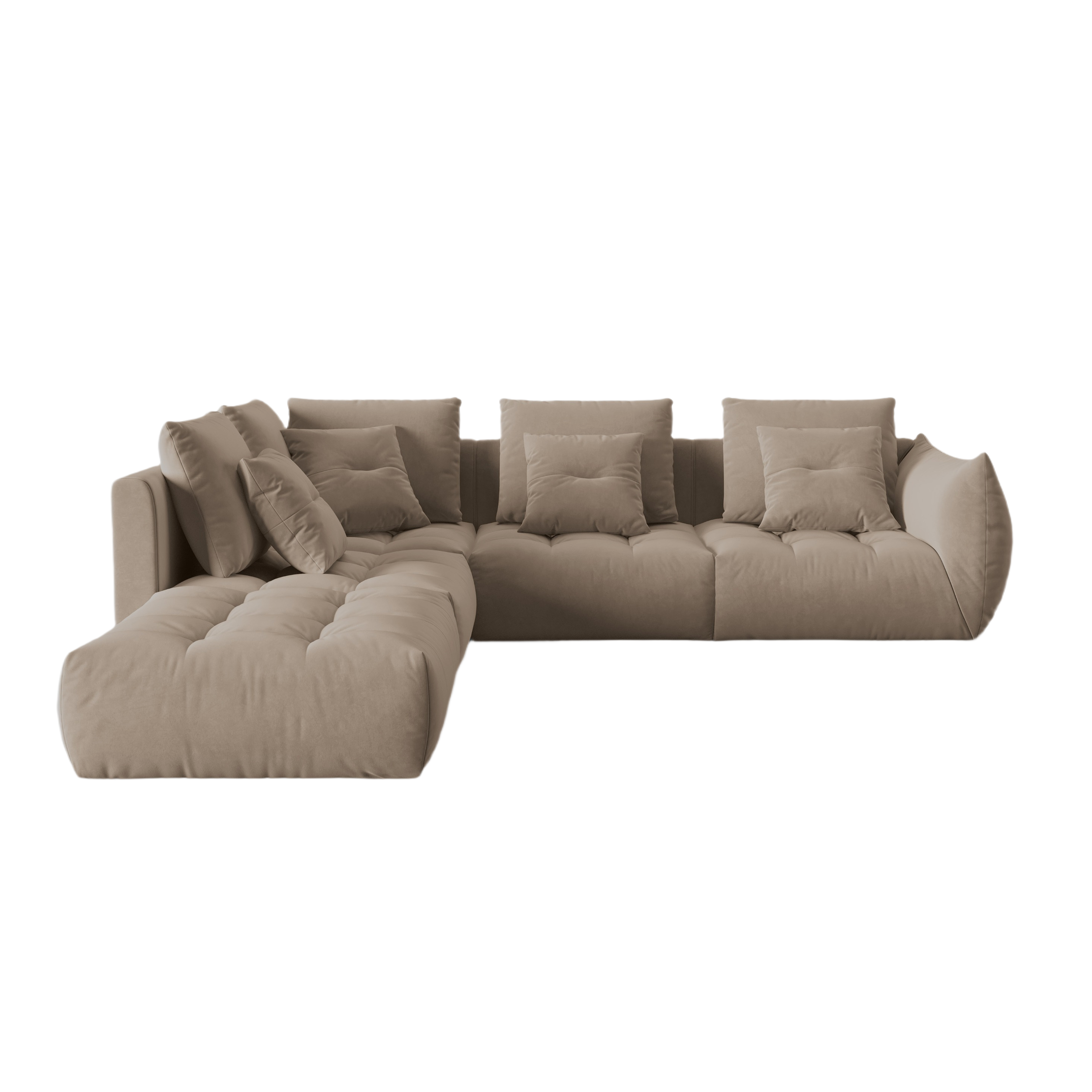 Velvet Modular Left Corner Sofa, "Bloom", 4 Seats, Light Brown, 316x310x95
Made in Europe