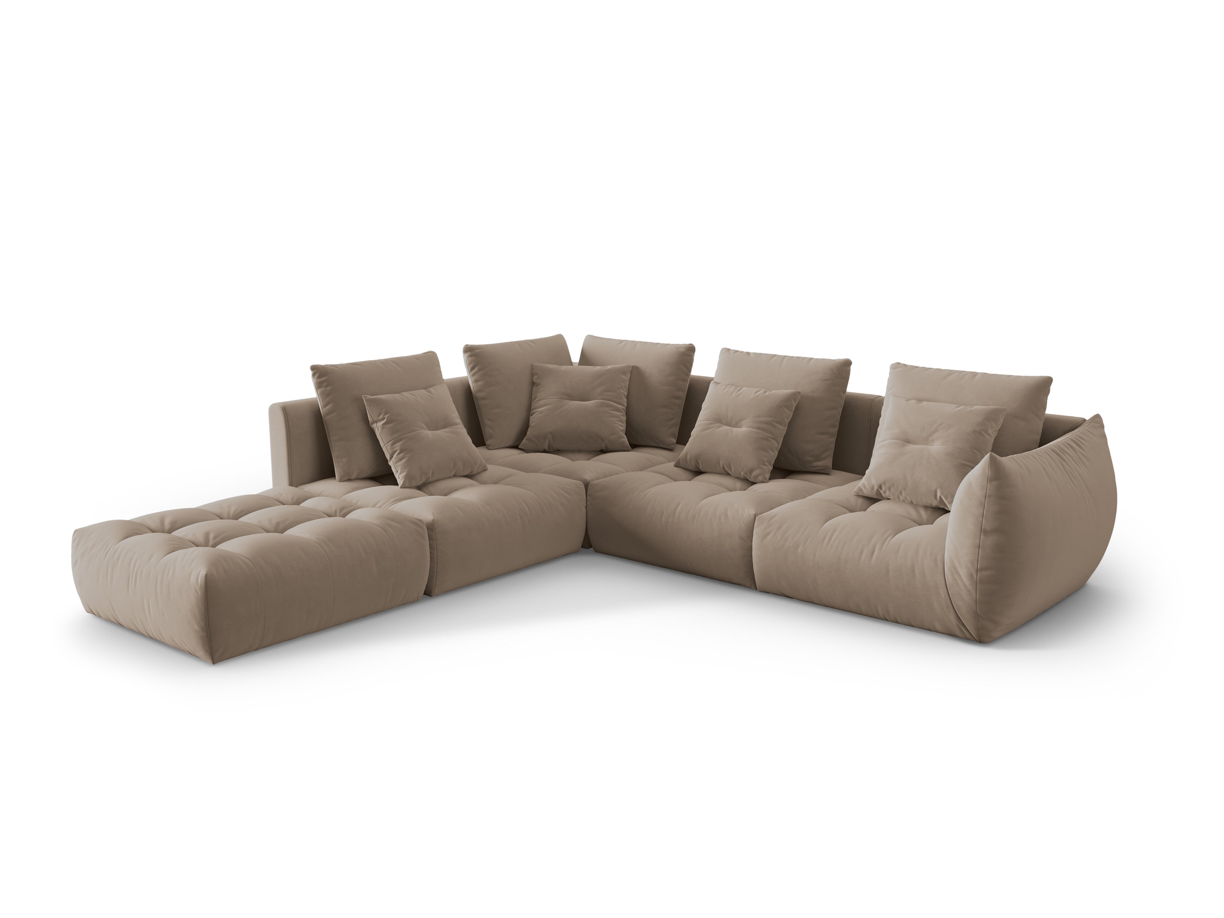 Velvet Modular Left Corner Sofa, "Bloom", 4 Seats, Light Brown, 316x310x95
Made in Europe